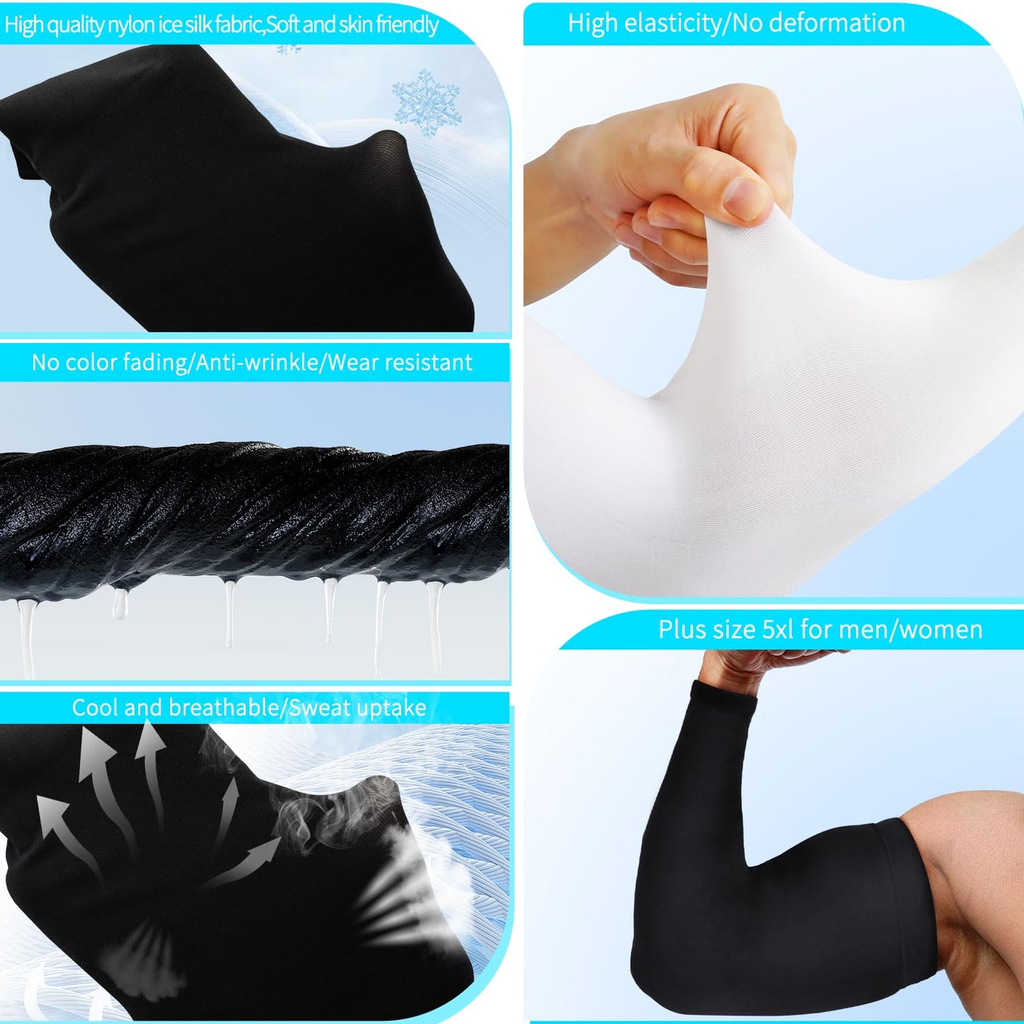AZOI Arm Sleeves for Men Women – Cooling UV Sun Protection UPF 50+ Compression Sports Sleeves for Outdoor, Tattoo Cover Up (1 Pair)