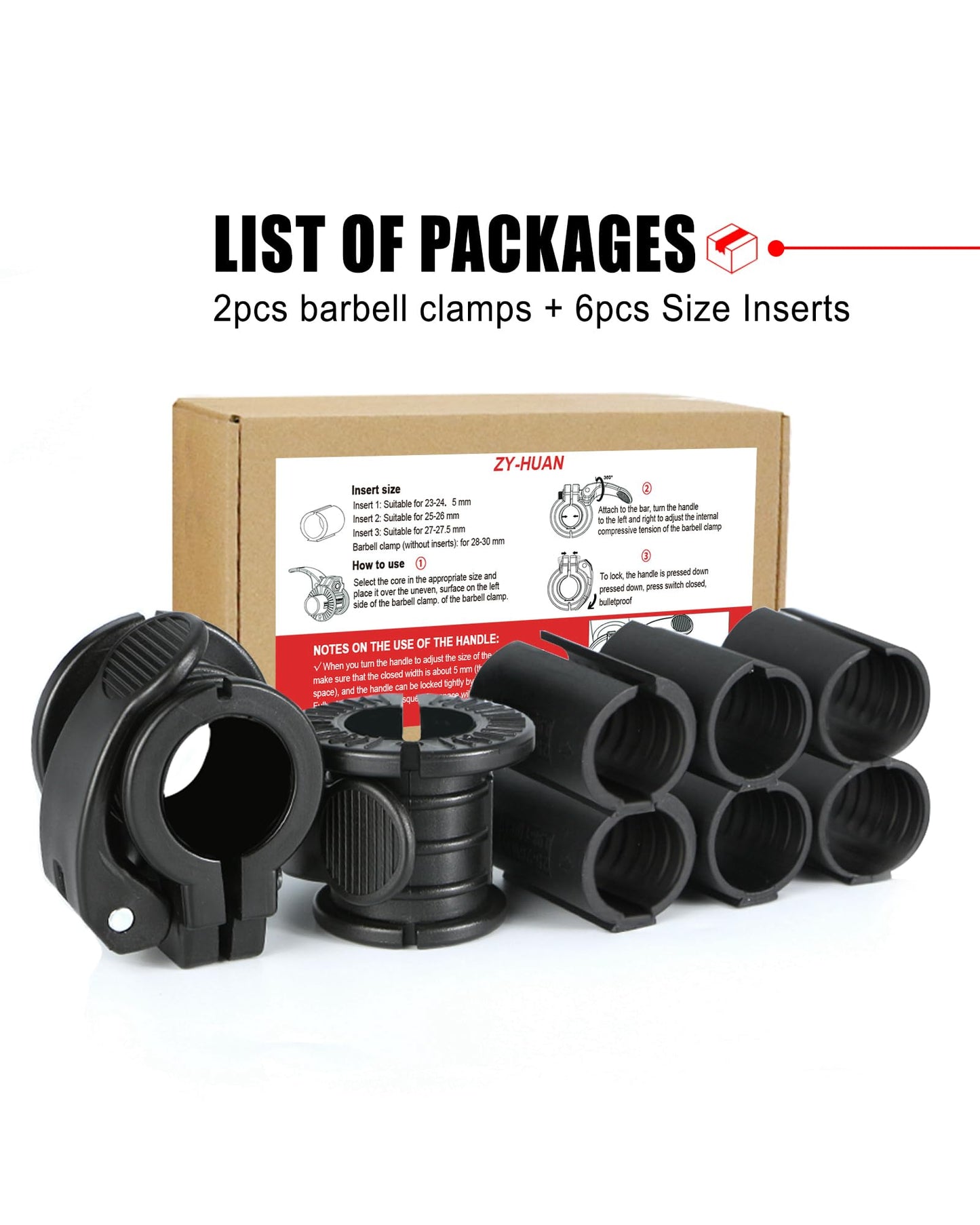 ZY-HUAN Barbell Clips 1 inch Barbell Clamps 0.9-1.18inch Quick Release Weight Clips for Bars Multi-Size Adjustable Olympic Barbell Clamps