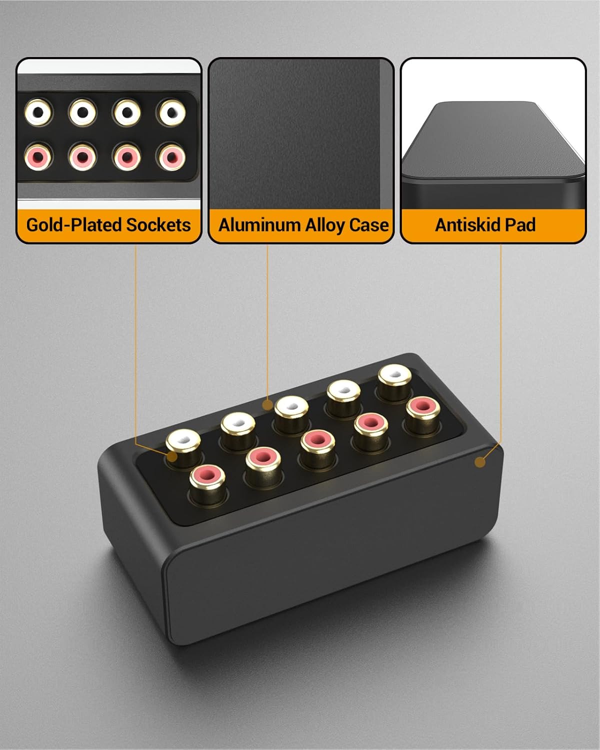 Cubilux AS-R1 4 4-Channel (1 4 Way RCA Audio Splitter Box, Stereo RCA Splitter, Passive Audio Splitter-Made