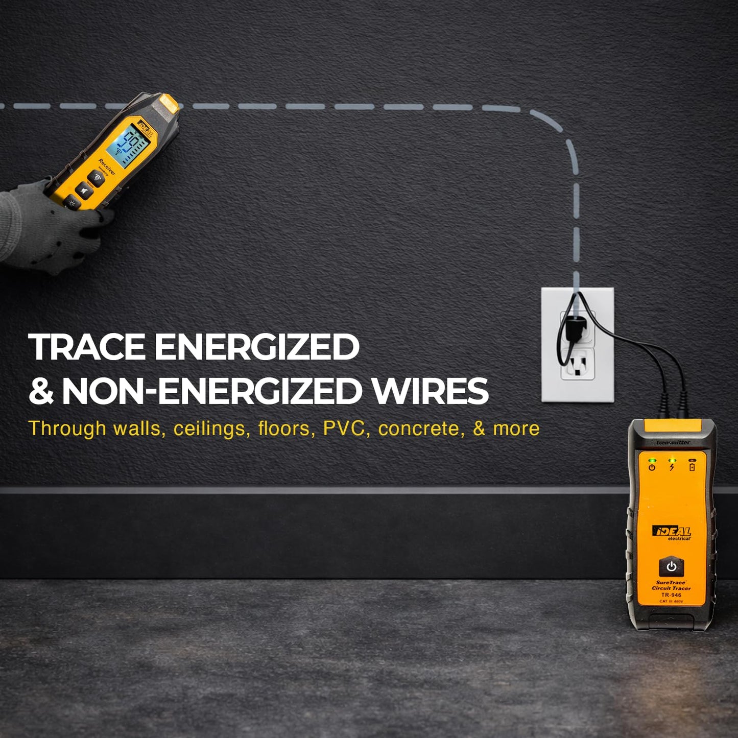 Ideal Electrical SureTrace Digital Circuit Tracer (61-946), Circuit Breaker Finder, 0-480 Volts AC/DC with Backlit Display, Find Breakers, Fuses, Wires, Dead Shorts, and Splice Errors