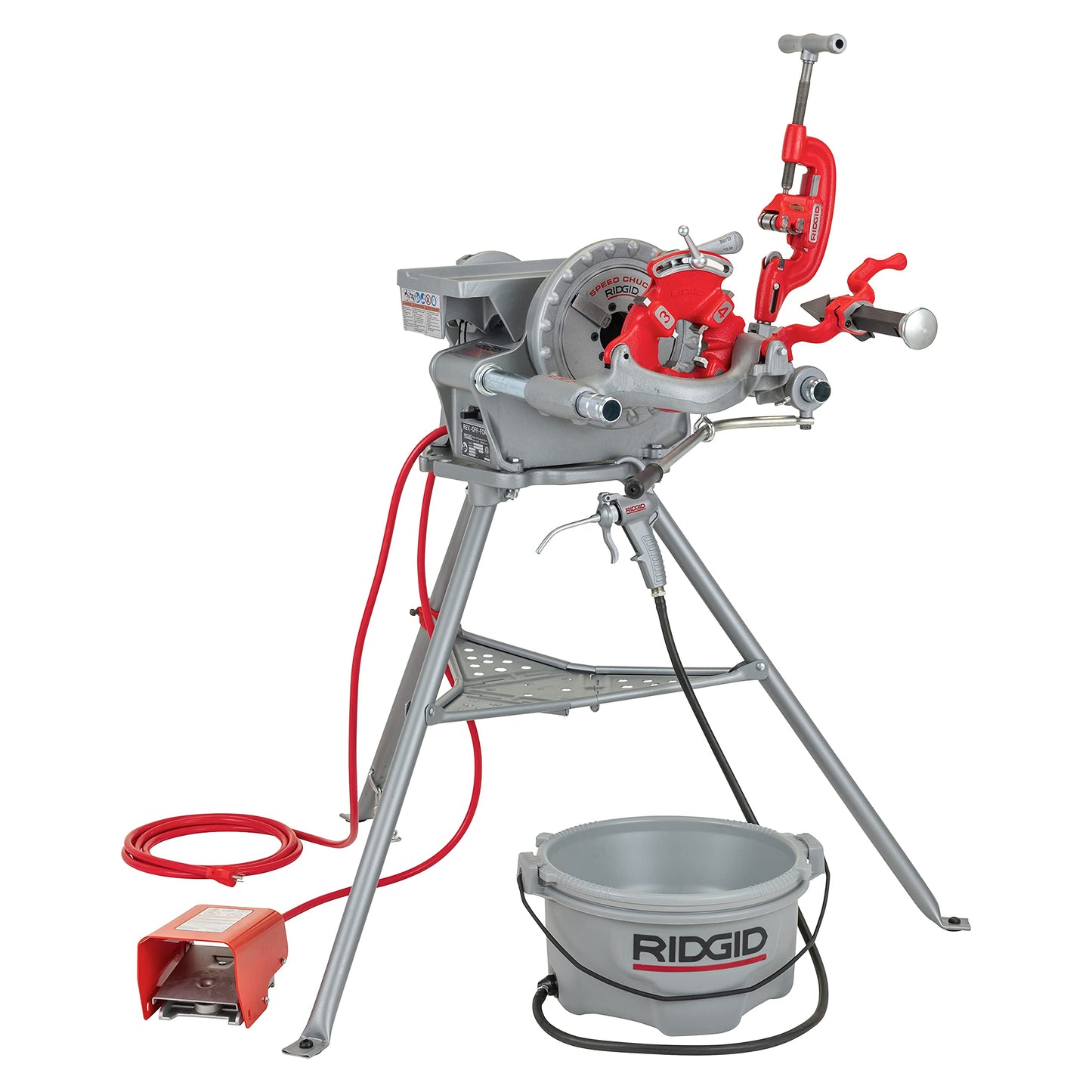 RIDGID 300 Power Drive Pipe Threading Machine + Mophorn 460-6 Tripod Pipe Chain Vise