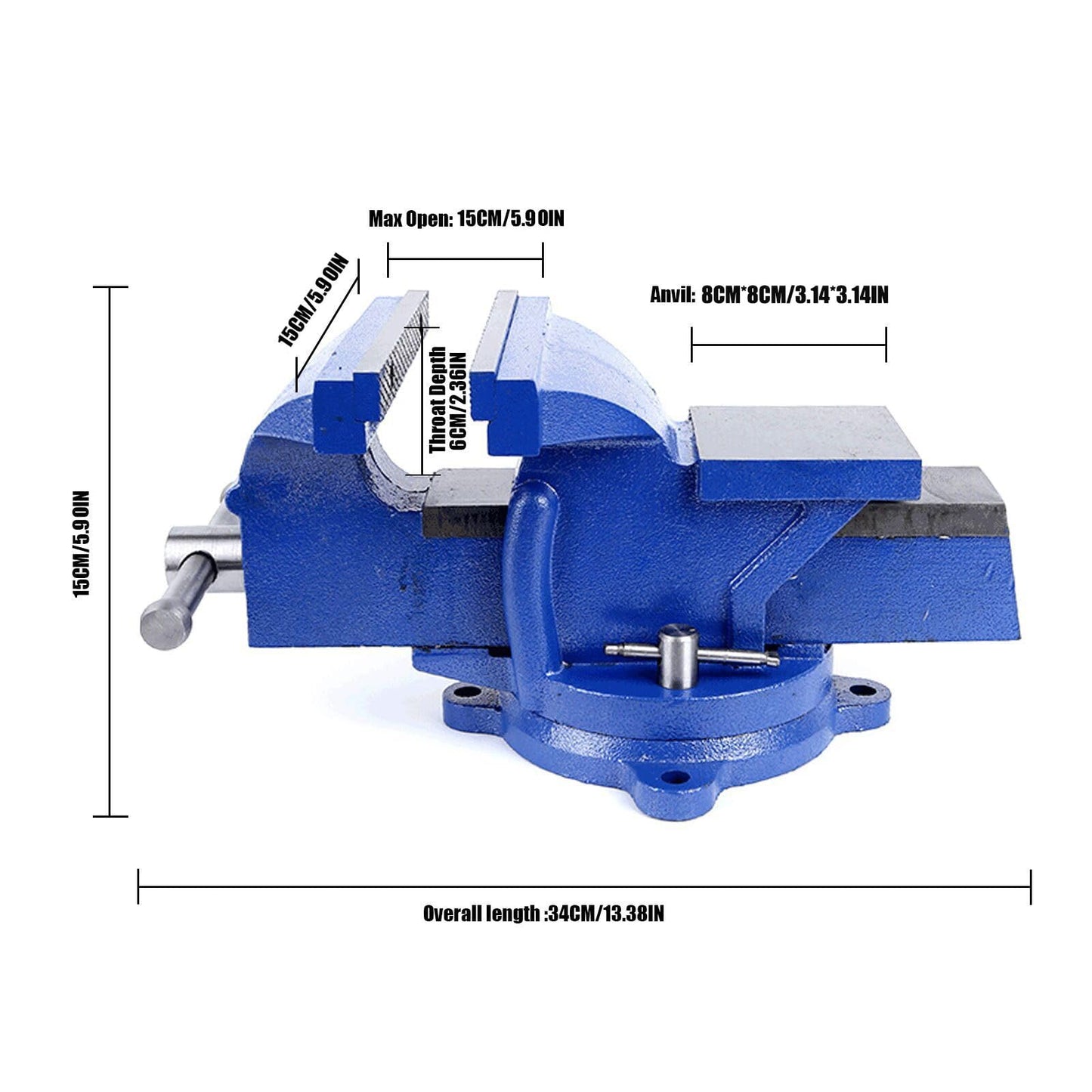 Bench Vise Heavy Duty, Table 6" Vise - Locking Base Clamp Cast Steel 360° Swivel Vice with Anvil, Table Clamp Pipe Lock Pliers Base Desktop for Woodworking Cutting Conduit Drilling, Sanding