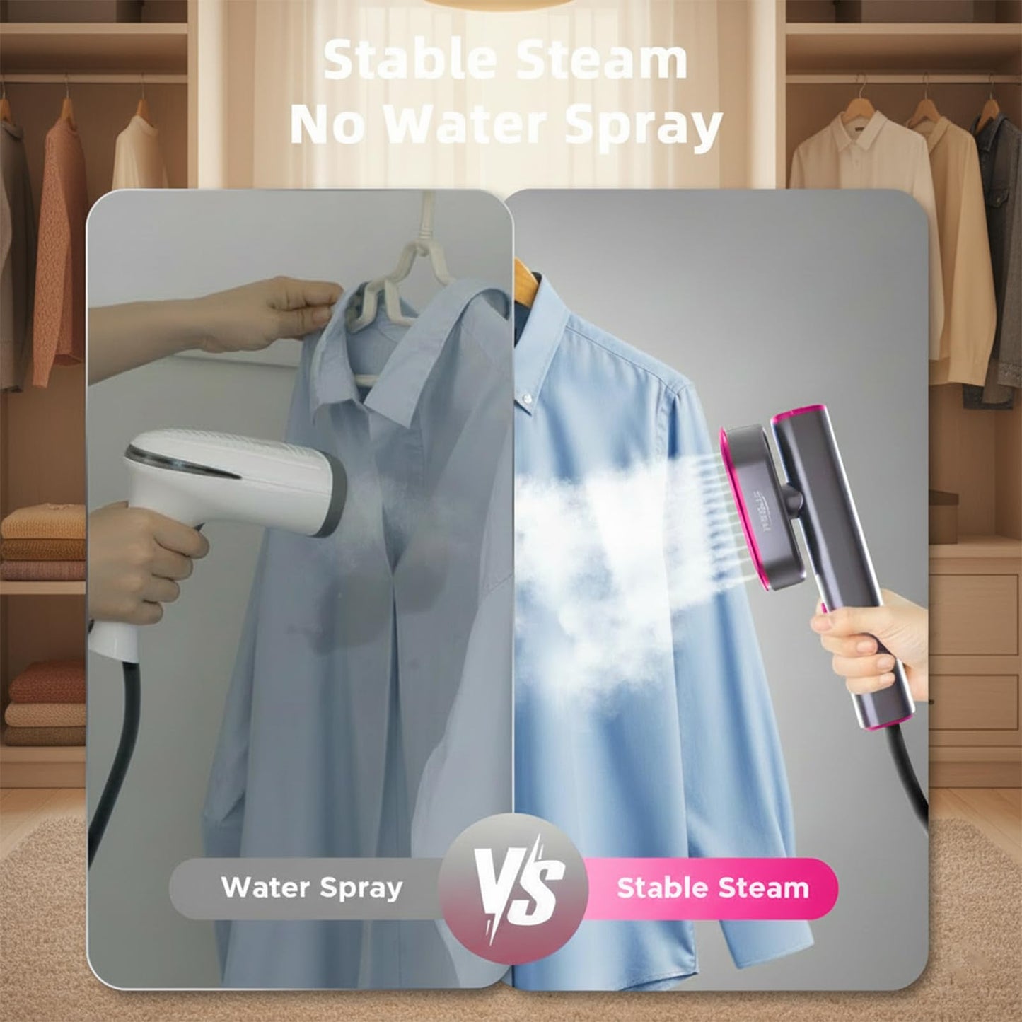 Travel Steamer for Clothes, 1200W Handheld Garment Steamer & Iron 2-in-1, 15s Fast Heat-up Portable Steam Iron with Large Ceramic Panel, 120V Mini Ironing Machine for Home, Travel and Business(Red)