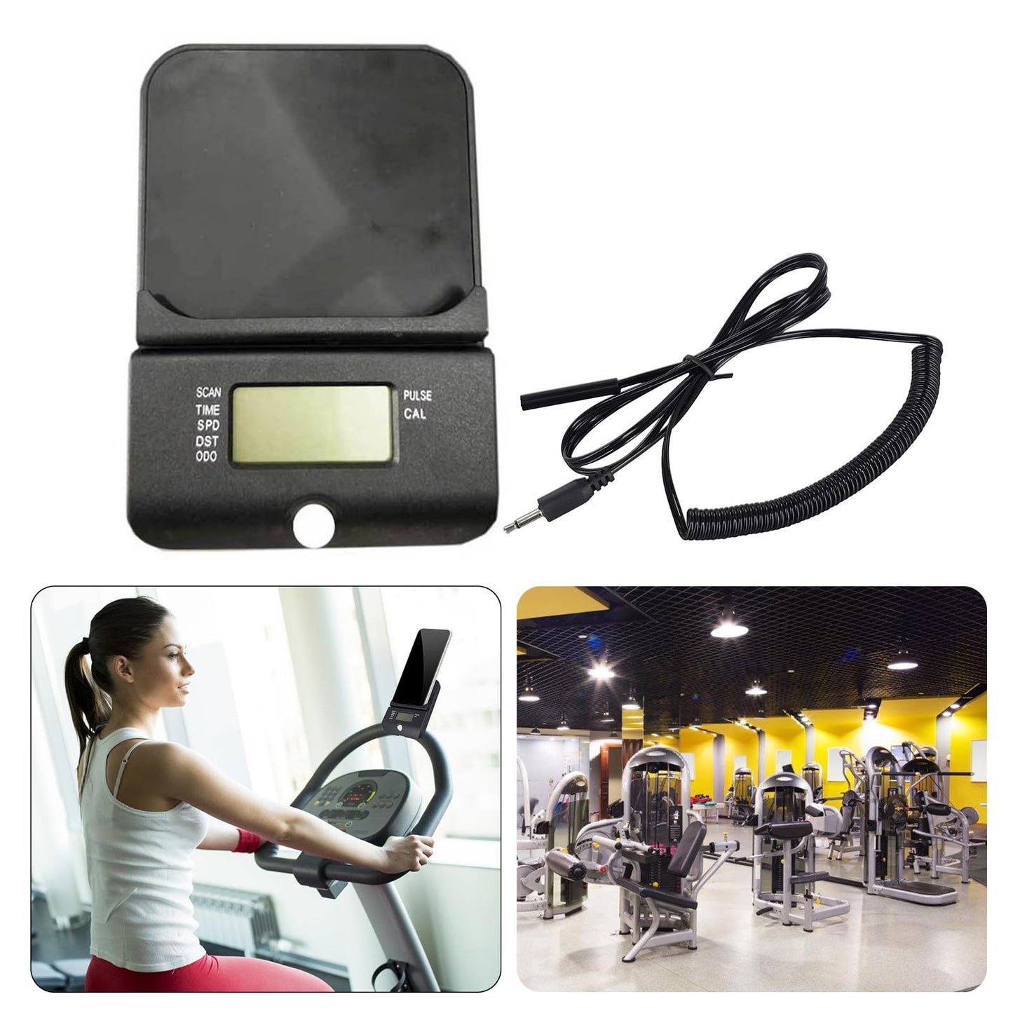 BAIMOQI Electronic Fitness Meter Indoor Fitness Bike Meter Home Gym Digital Monitor with Integrated Phone Stand Simple