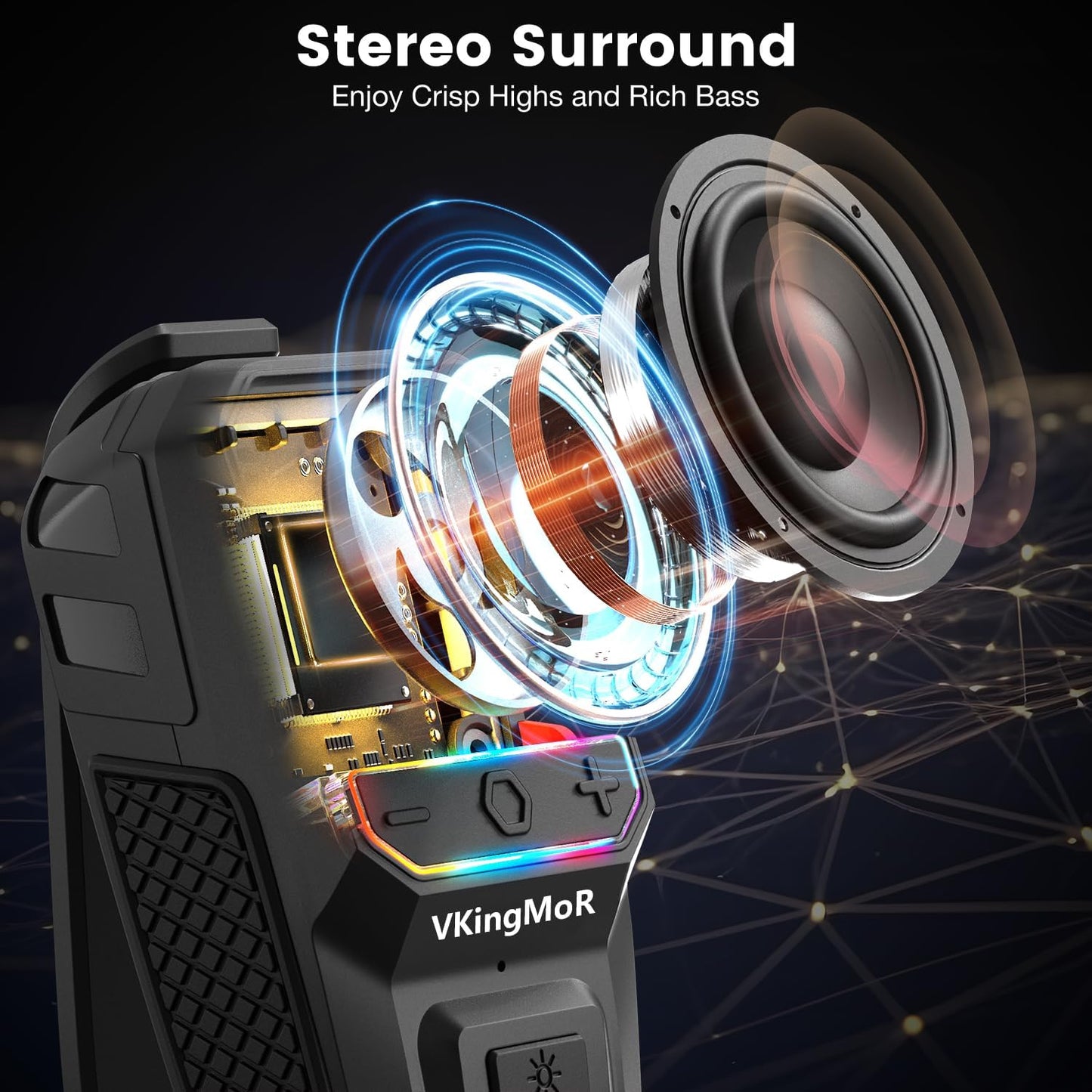 VkingMoR 15H Wearable Bluetooth Speaker, Clip-On Portable Speaker with Built-in Mics Hands-Free Music and Calls