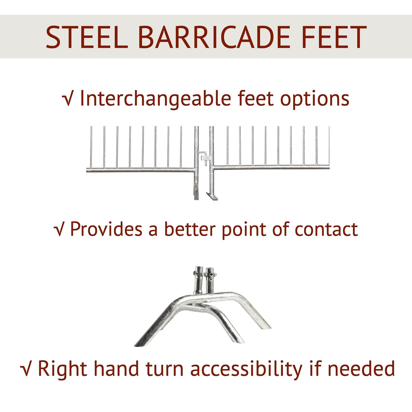 Angry Bull Barricades Metal Interlocking Steel Barricade (8.5 Ft. Heavy Duty, Bridge Feet, Black Powder Coated, Set of 10)