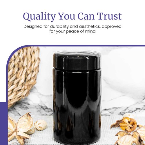 Infinity Jars Tall Screw Top Jar 200 Ml (6.7 fl oz), UV Black Glass Airtight Smell-Proof Container for Coffee, Tea, Dried Goods, Refillable Tall Jar for Long-Term Kitchen Storage Pack 10