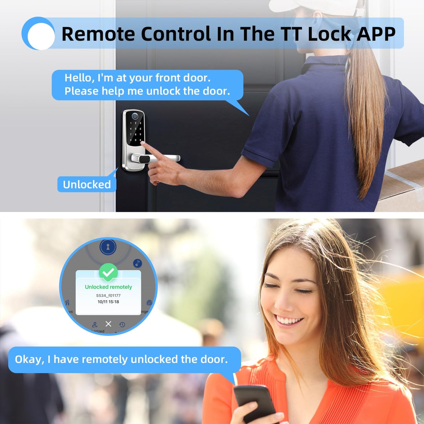 Smart Door Lock with Handle,Keyless Entry & Remote Access,Fingerprint Keypad Exterior Lock,Smart Locks for Front Door,Home,Airbnb & Rental,Electronic Deadbolt Lock,One-Time Password with TT Lock