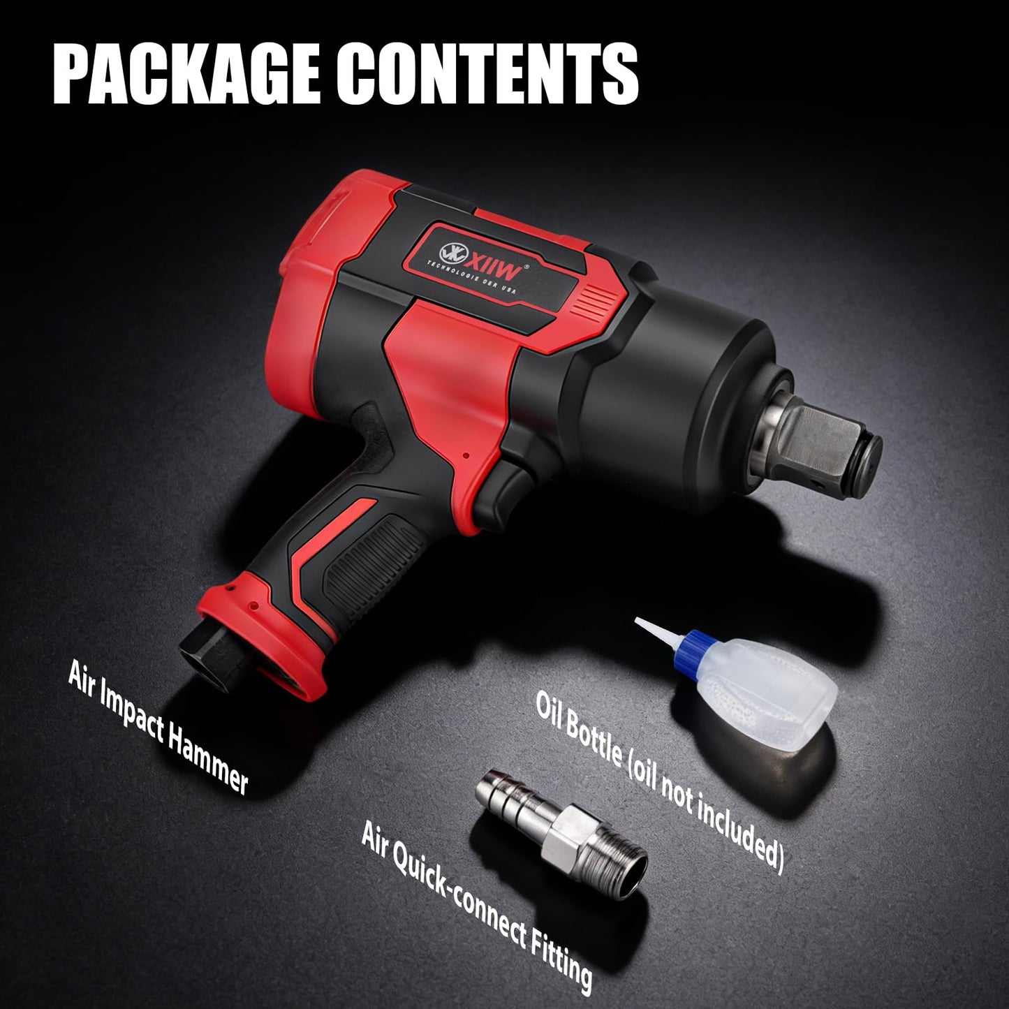 XIIW 1 Inch Air Impact Wrench, 2,350ft-lbs Nut-busting torque, 5,500 RPM, 8.5 lbs Lightweight 1 Inch Impact Gun, Twin Hammer Pneumatic Tool for Automobile Repair