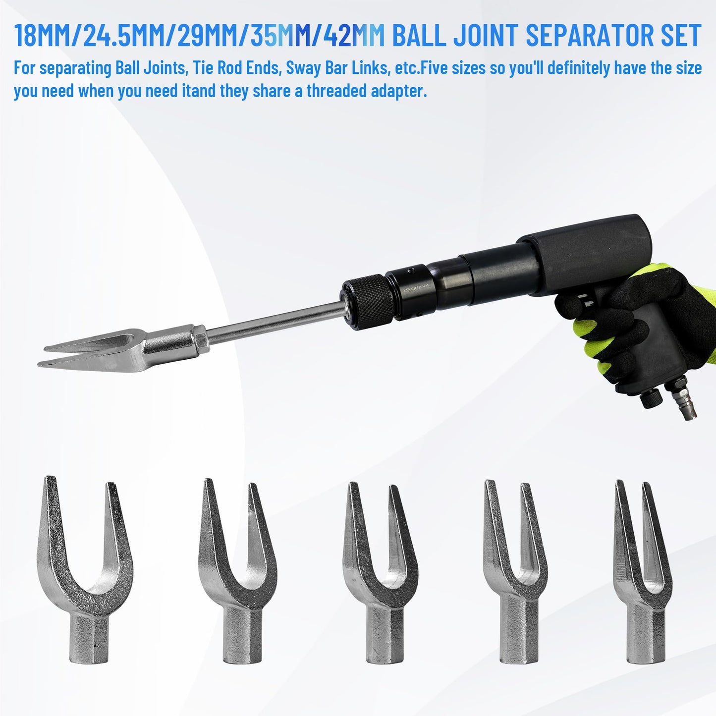25PCS Multi-functional Pneumatic Hammer Piece Chisel Set, Air Hammer Kit, 2100 BPM Quick Change Retainer Air Hammer with Shovel Heads, Ball Joint Separator Set, Air hammer Bits (Blue)