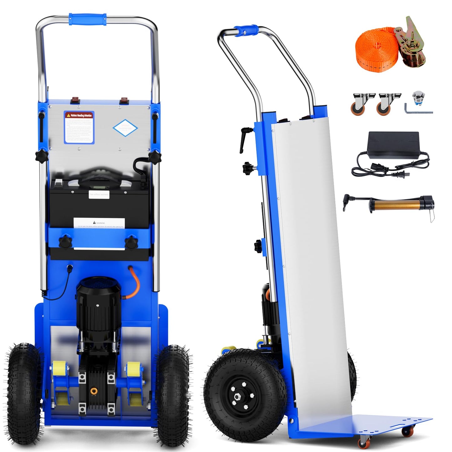Electric Stair Climbing Dolly, 880lbs Capacity Stair Climbing Hand Trucks, 1200W Powered Electric Dolly Heavy Duty Cart, with Folding Handle & Solid Wheel & 4M Safety Rope