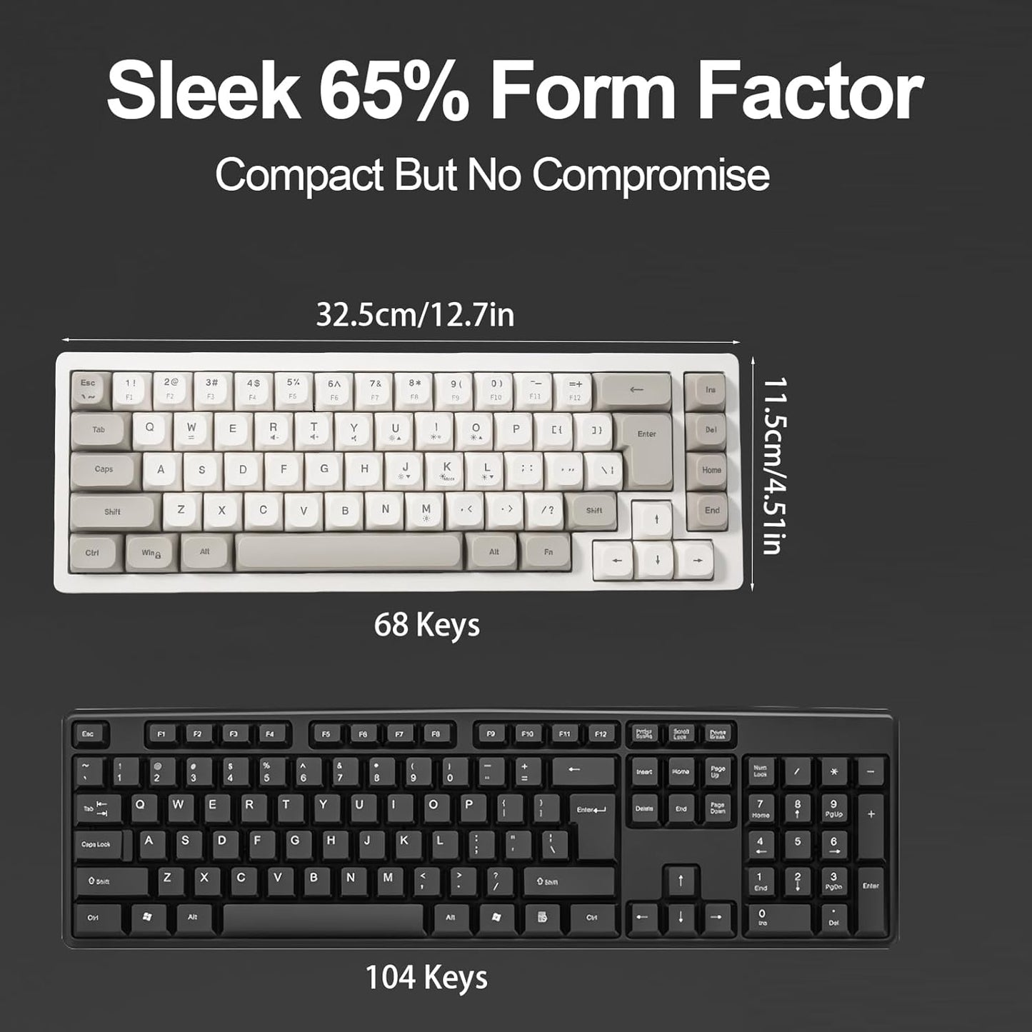 Generic 65 Wired RGB Gaming Membrance Keyboard. Percent Mini Creamy LED Computer Keyboard .Small Ergonomic Clicky