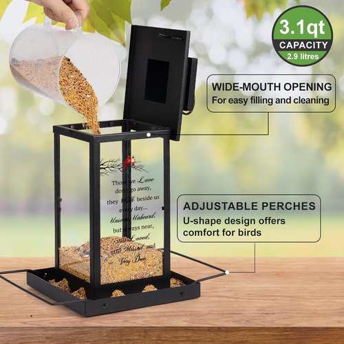 Memorial Cardinal Bird Feeder - Thoughtful Sympathy Gift for Loss of Loved One | Bereavement Remembrance