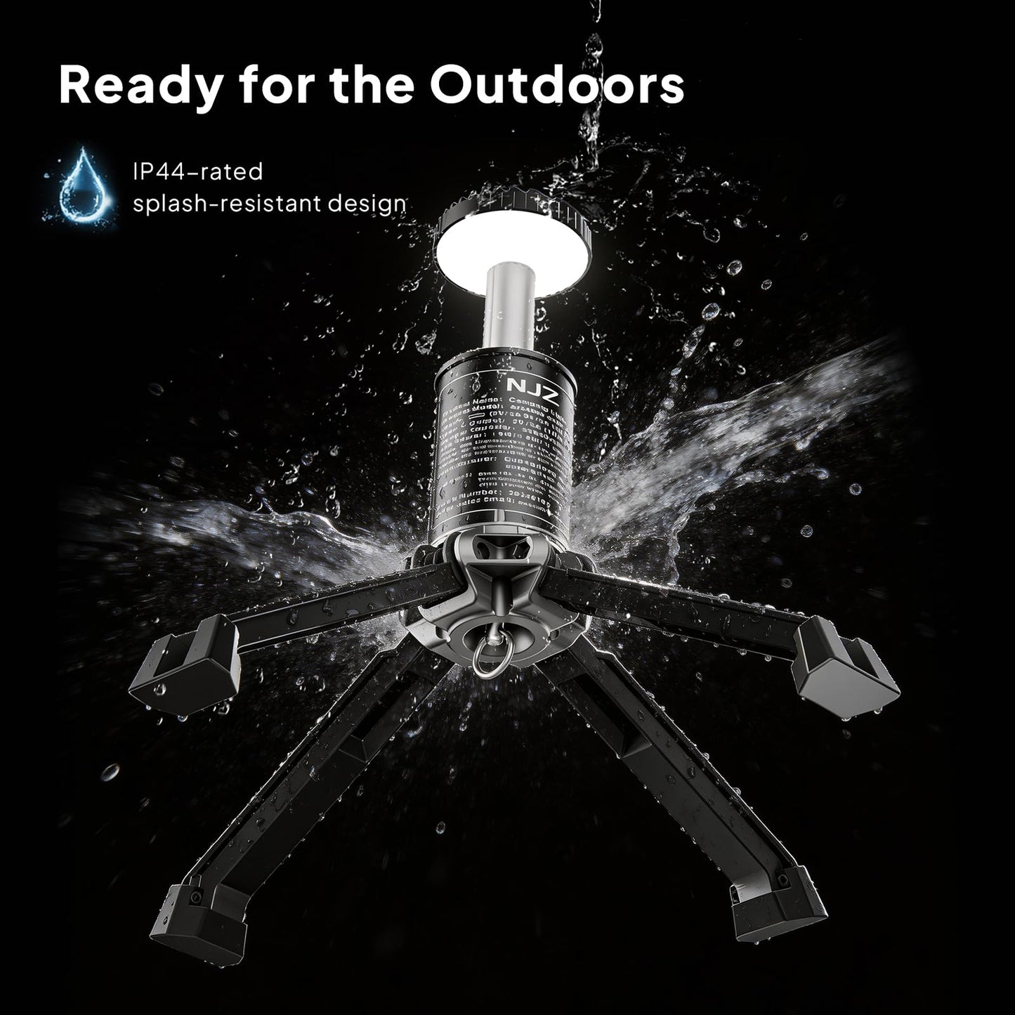 NJZ Rechargeable Camping Light, 20000mAh Telescopic Lantern with Stand, Waterproof Outdoor Light with 3 Brightness Levels for Camping, RV & Emergency