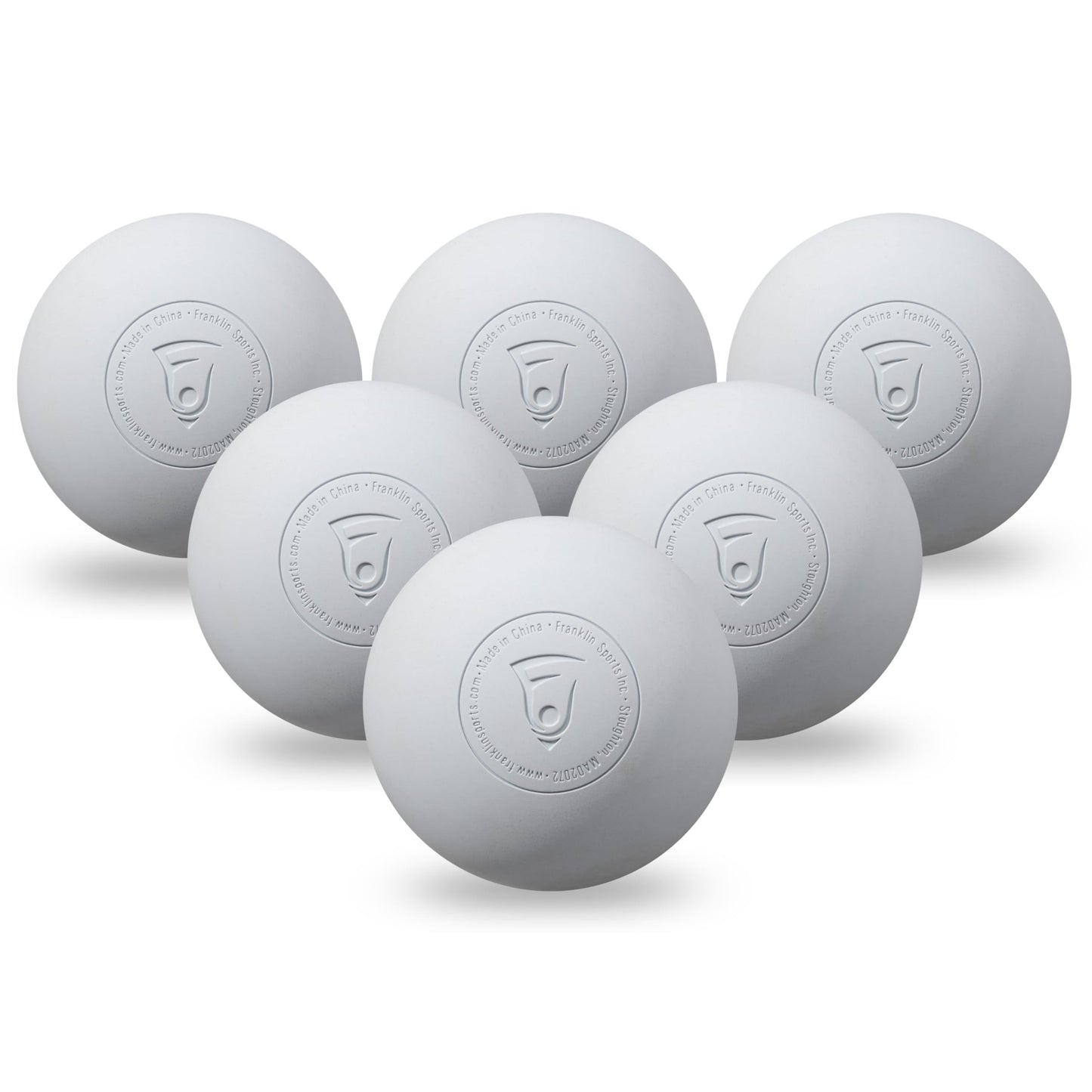 Franklin Sports Lacrosse Balls - Official Size Lax Balls for Practice - Rubber 63mm Outdoor Lacrosse Construction - Great for Muscle Massage Therapy + Yoga - White 6 Pack
