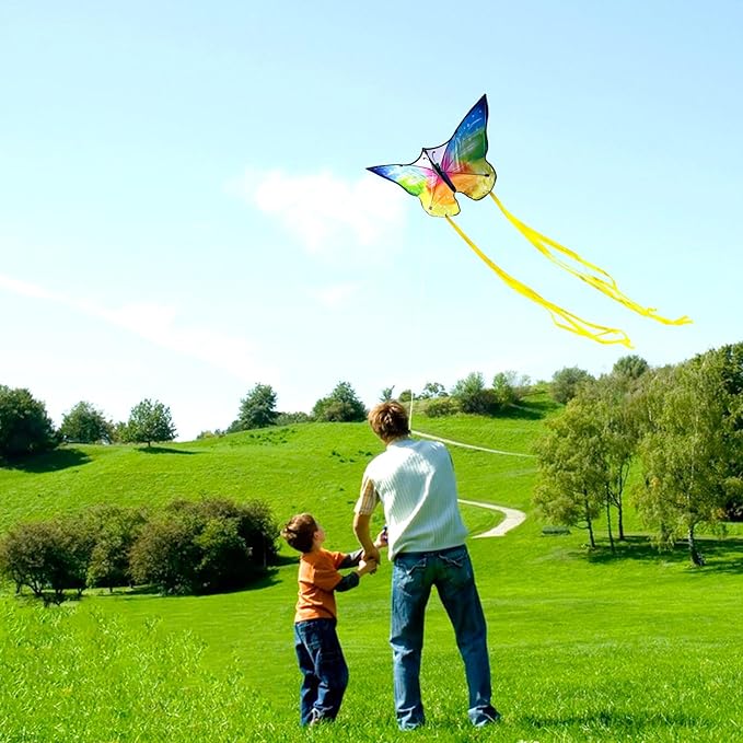 Large Butterfly Kite for Adults and Kids Ages 4-8 & 8-12 Easy to Fly, 55''X28'' Single Line Kite for Outdoor, Park or Beach.