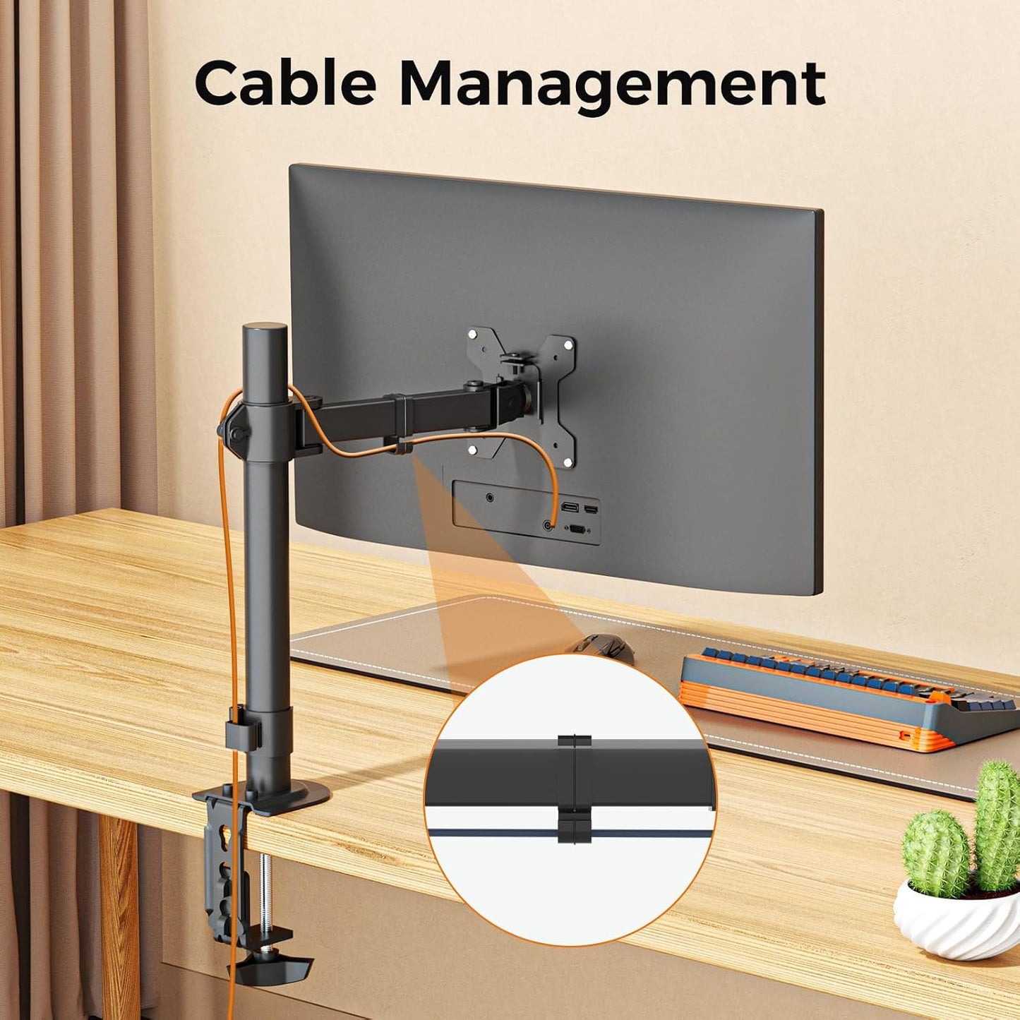 suptek 1 13 32 inch 22lbs, 75x75mm 100x100mm,Black Single Monitor Arm, Universal Tier Arm Fully Adjustable Pole Mount