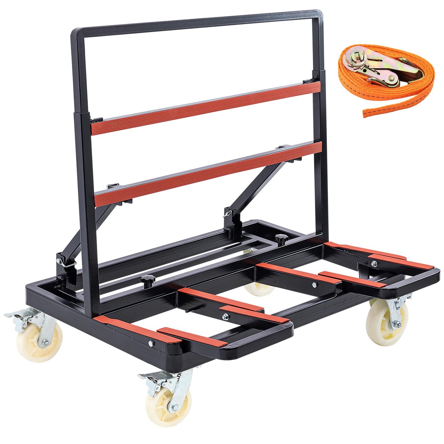 LMYYGOO Drywall Cart 2400 lbs Heavy Duty, Folding Panel Dolly with Adjustable Height, 6" Wheels, Sheetrock & Plywood Moving Cart for Glass, Lumber & Warehouse Material Handling