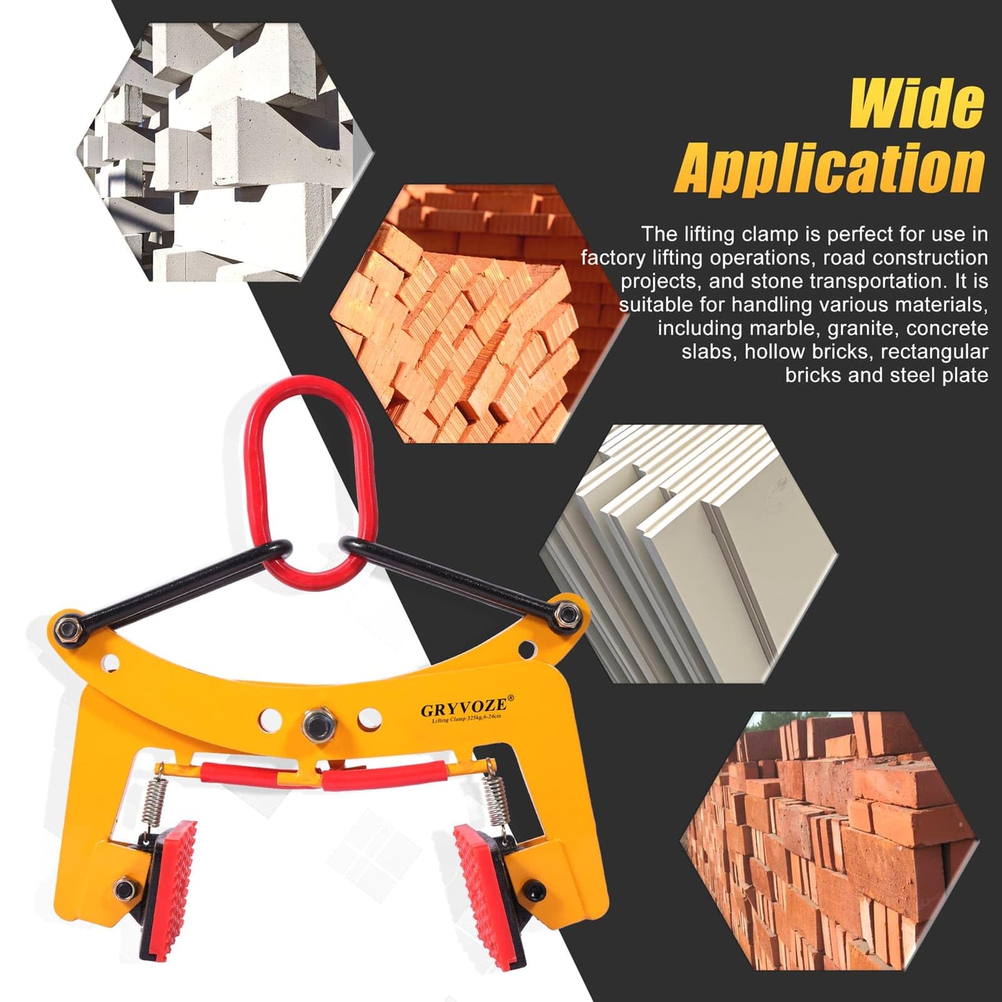 GRYVOZE Granite Slab Lifting Clamp 716 lbs, 2.4"-9.5" Lifting Clamps Heavy Duty, X-Shaped Stone Carrying Clamps, Granite Slab Lifter, Scissor Clamp Lifting, Stone Slab Clamps for Granite