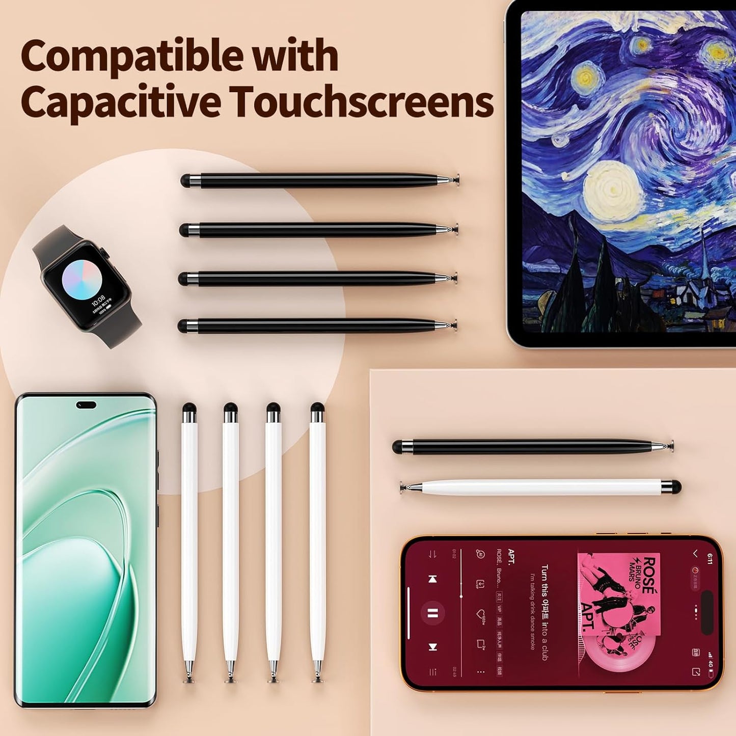 YITIAOXIAOYU 10 2 1 PCS Stylus Pen for Touchscreen, Lightweight in Dual-Tip Design, for Drawing, Note-Taking & Gaming