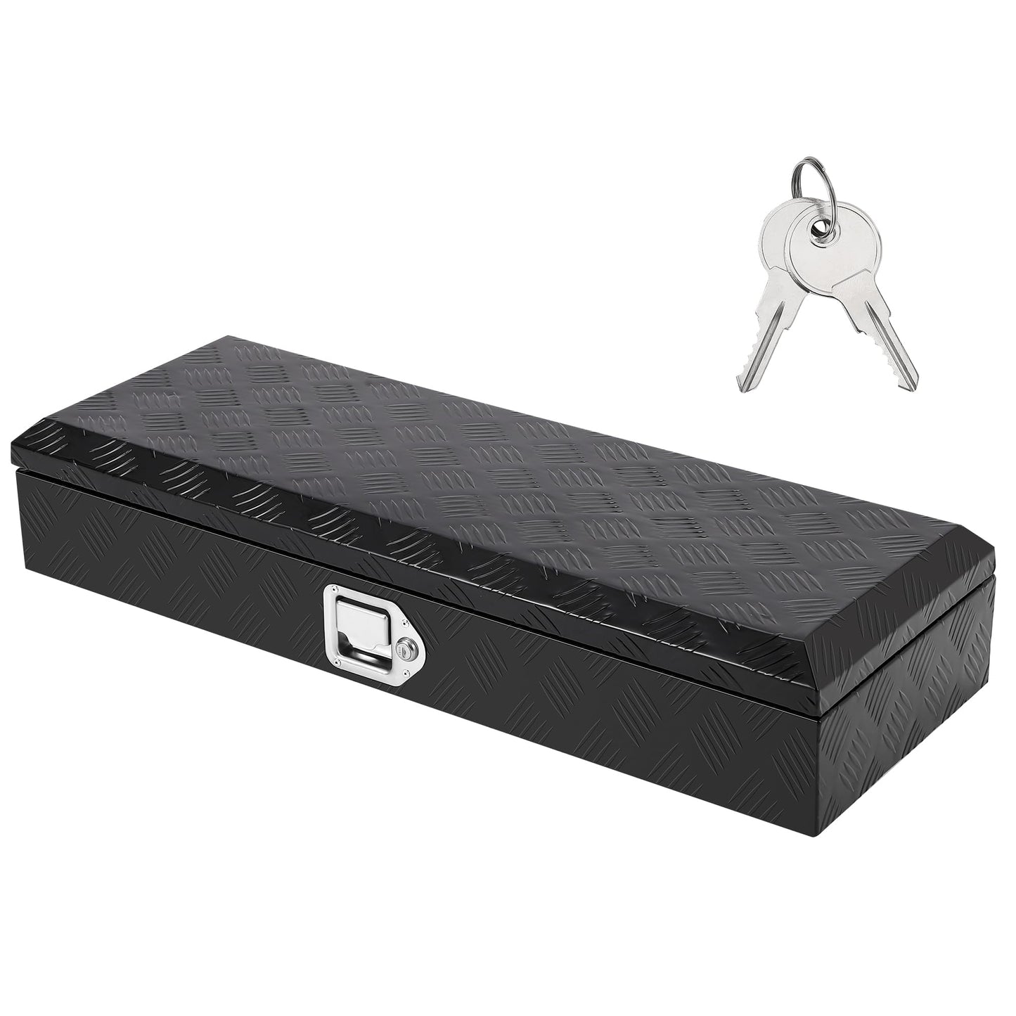 Takywep Truck Bed Tool Box, Heavy Duty Aluminum Five Stripes Plate Tool Box, Trailer Tool Box for Pick Up Truck RV Trailer, Chest Storage Organizer with Lock and Keys,34.5''x12.75''x6.4''