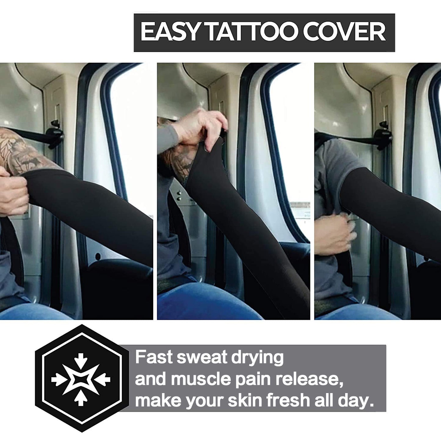 Feeke Arm Sleeves for Men and Women, Sleeve to Cover Arms for Men and Women, UV Protection Cooling 4-Pairs Anti-Slip Compression Sun Sleeves for Cycling Running Outdoor Sports
