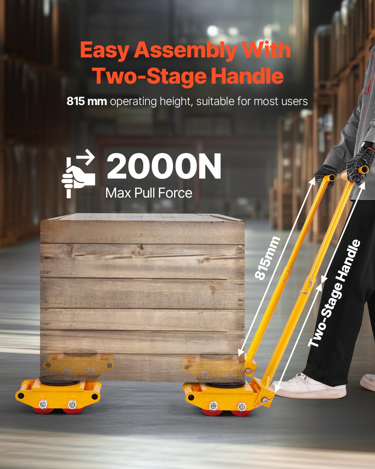 VEVOR Machine Skate, 6T Machinery Skate Dolly, 13228 lbs Machinery Moving Skate, Machinery Mover Skate with 360° Rotation Cap and PU Directional Rollers, Heavy Duty Industrial Moving Equipment, Yellow