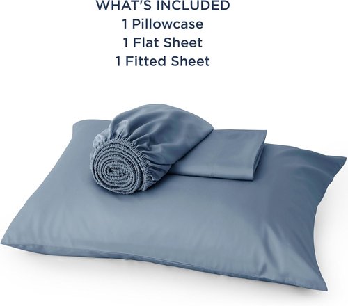 Bedsure Cooling Twin Sheets - Breathable Rayon from Bamboo, Soft & Silky, Deep Pocket Up to 16 Inches, Dusty Blue