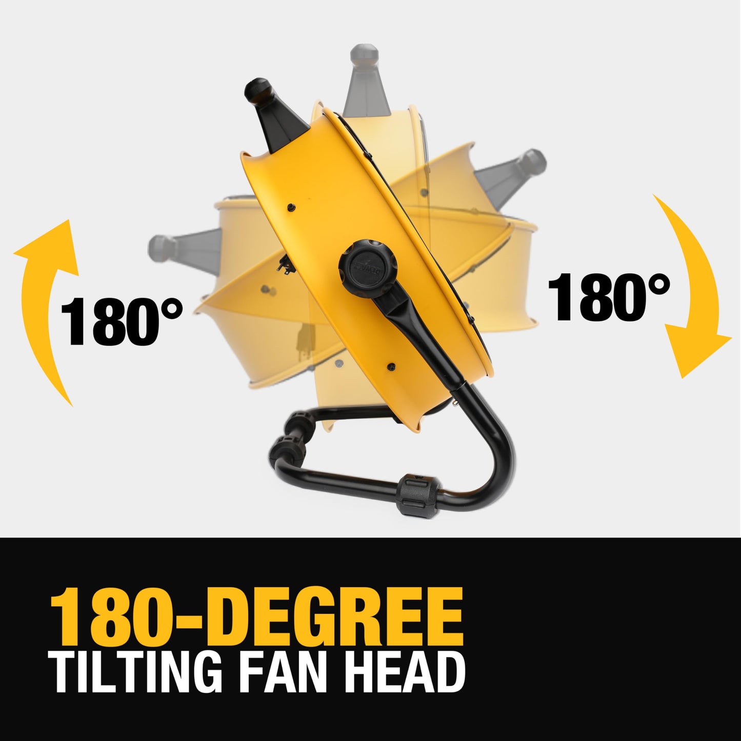 DEWALT DXF1840 Floor Fan, Industrial Fans, 18 Inch High Velocity Fan with 3-Speed Heavy Duty Air Circulator and 180 Adjustable Tilt, Large Electric Metal Rotating Garage Fan, Drum fan for Work, Yellow