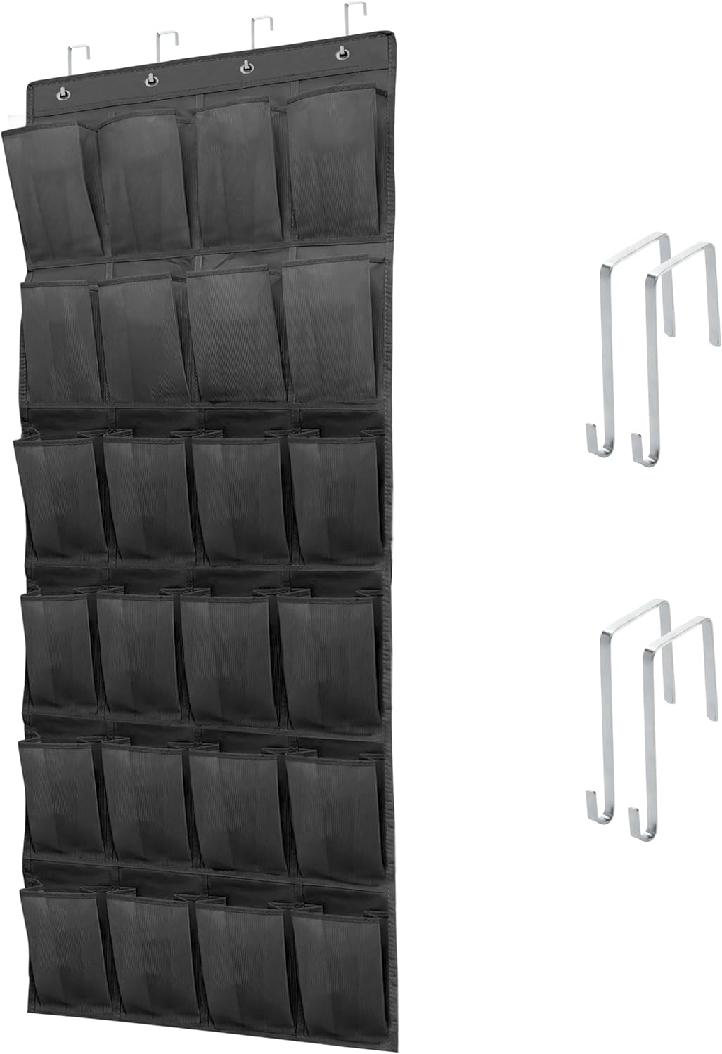 SimpleHouseware Over The Door Shoe Organizer - 24 Large Mesh Pockets for Sturdy Storage | Black