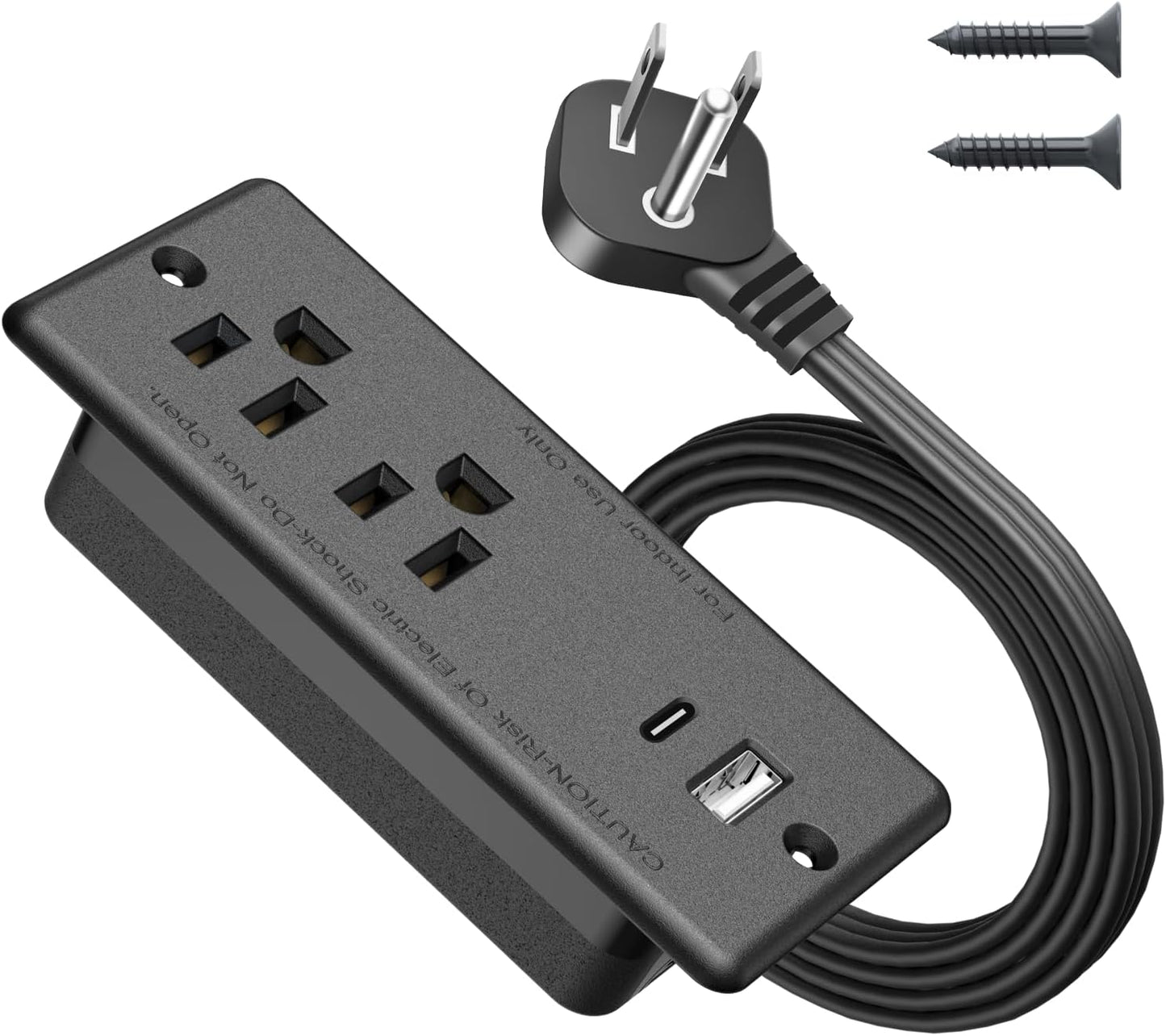 Jgstkcity 20W,Flat Grommet,10ft Recessed Power Strip USB C Plug Ultra Thin Extension Cord,Furniture Desktop Charging