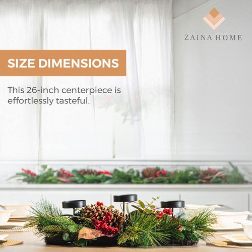 Country Harvest Christmas Centerpiece - Handcrafted Holiday Table Décor with Eucalyptus & 3 Candle Holders