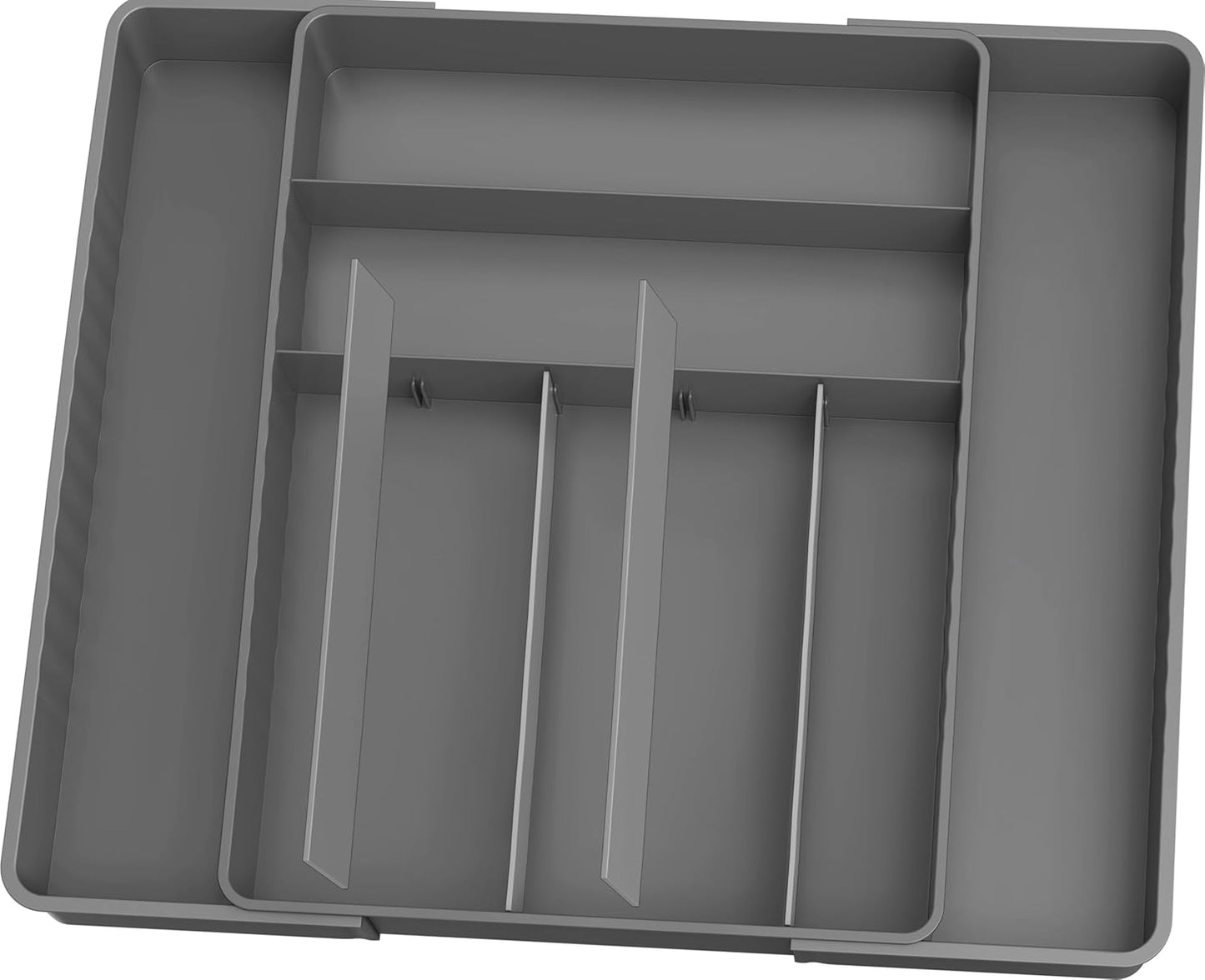 Simple Houseware Flatware Organizer - Adjustable Gray Cutlery Tray with 9 Compartments for Utensils