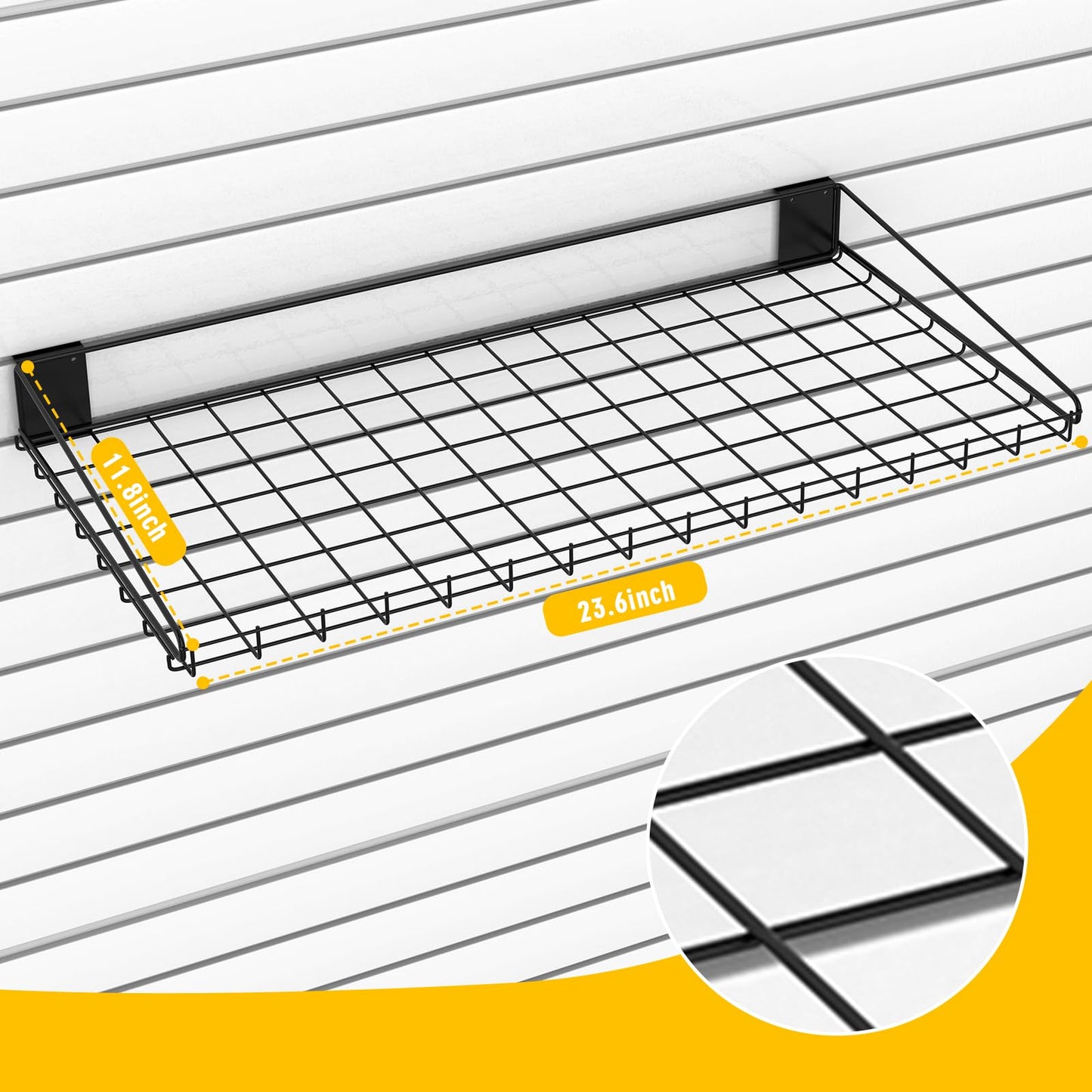 BeapTcely 4 Pcs Slatwall Wire Shelf, 24 x 12 Inch Metal Slat Wall Shelves Heavy Duty Slat Wall Shelf Organizer Slatwall Shelving Accessories for Garage, Home (4, 23.6" x 11.8")