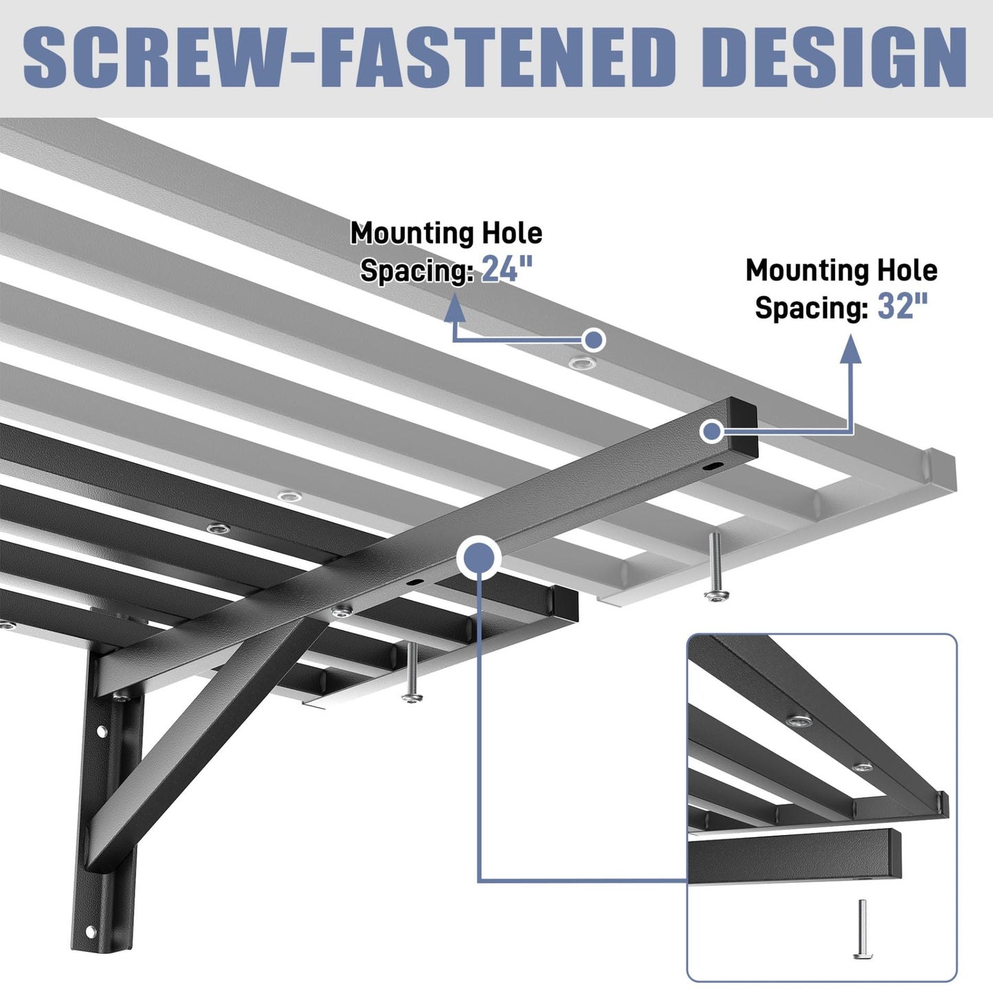 WALMANN 2 Pack Heavy Duty Wall Shelves, 2 ft x 4 ft Wall-Mounted Garage Storage Shelf, Floating Shelf, Hold 400 lbs/Shelf