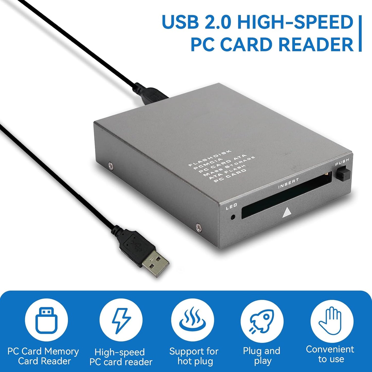 Cyrank 2.0 PCMCIA USB2.0 PCMCIA, 20MB-20G USB Card Reader, Interface to PC Card ATA, PC Card Memory Card Reader Support