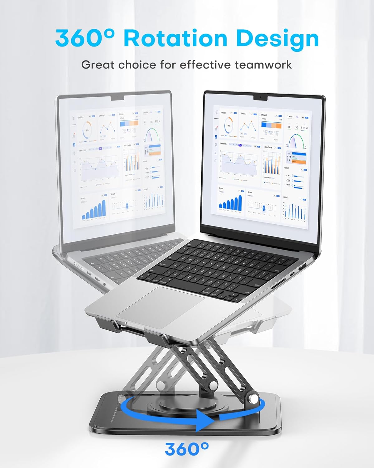 LOXP 360 (10-16") Adjustable Laptop Stand, Computer Stand with Rotating Base, Ergonomic Laptop Riser Mount for Desk