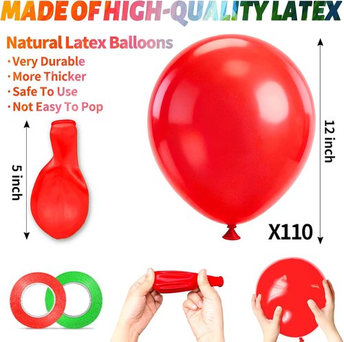 KUULBELA Rainbow Balloons - 110 Pack of 12-Inch Assorted Helium Latex Balloons for Birthday & Wedding Parties