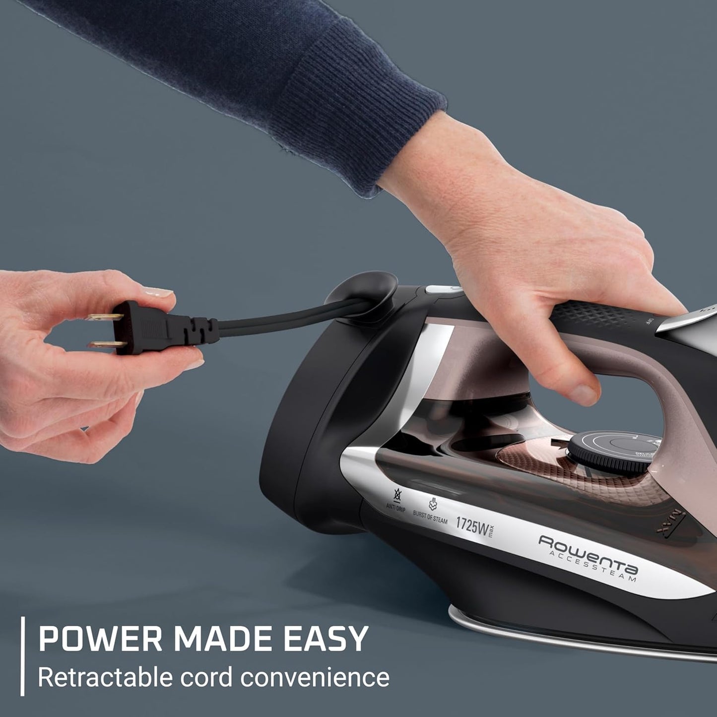 Rowenta AccessSteam Iron - Cord Reel Design with Anti-Drip Protection | DW2459U1