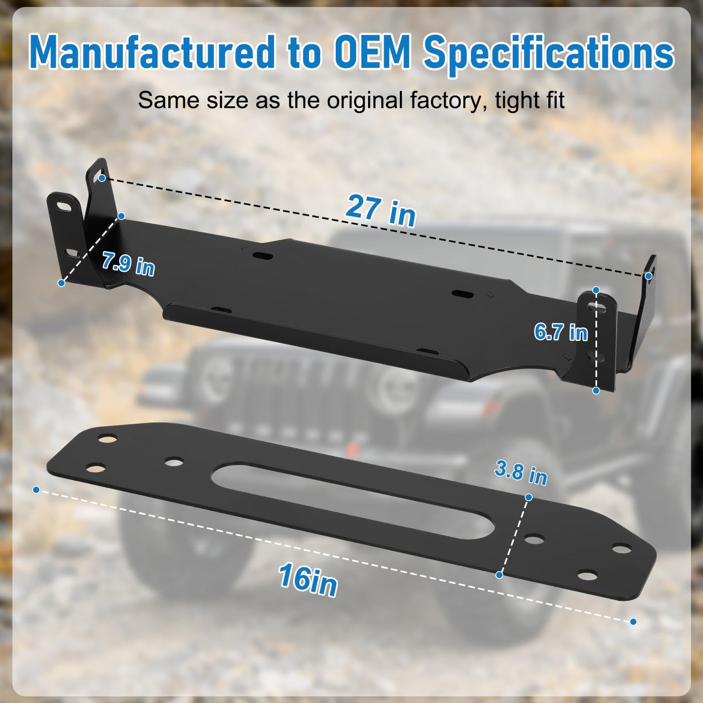 Saree Winch Mounting Plate for 2018-2024 Jeep Wrangler JL (10652) - Heavy-Duty Winch Mount Bracket, Direct Bolt-On Installation, No Drilling Required