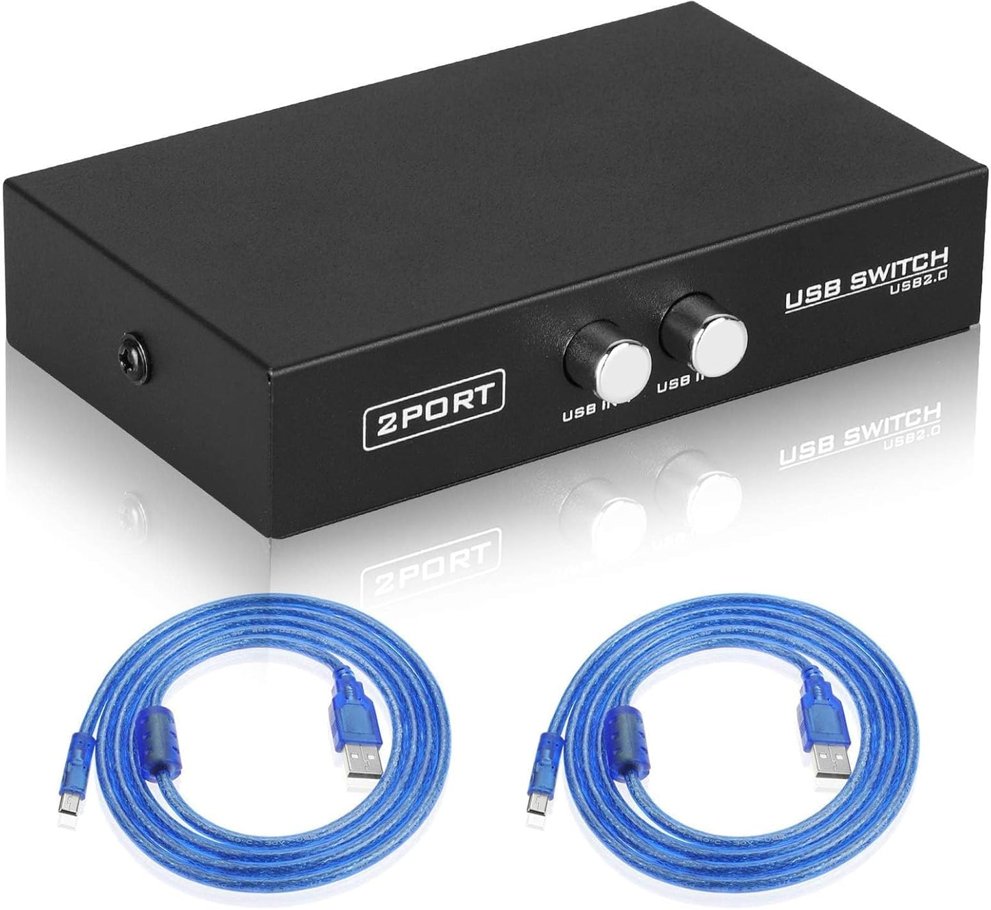 EEEKit 2 2.0 2 Pack Port USB Manual Sharing Switch Hub, Printer Scanner Splitter Adapter with USB A to B Cables