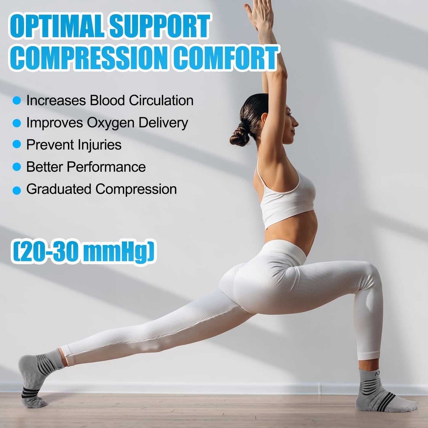 NEENCA Professional Compression Socks, Medical Ankle Socks with Patented Massage Dots for Pain Relief, Plantar Fasciitis, Women/Men Circulation, Swelling, Travel, Sports Protection. 1 Pair, 20-30 mmHg