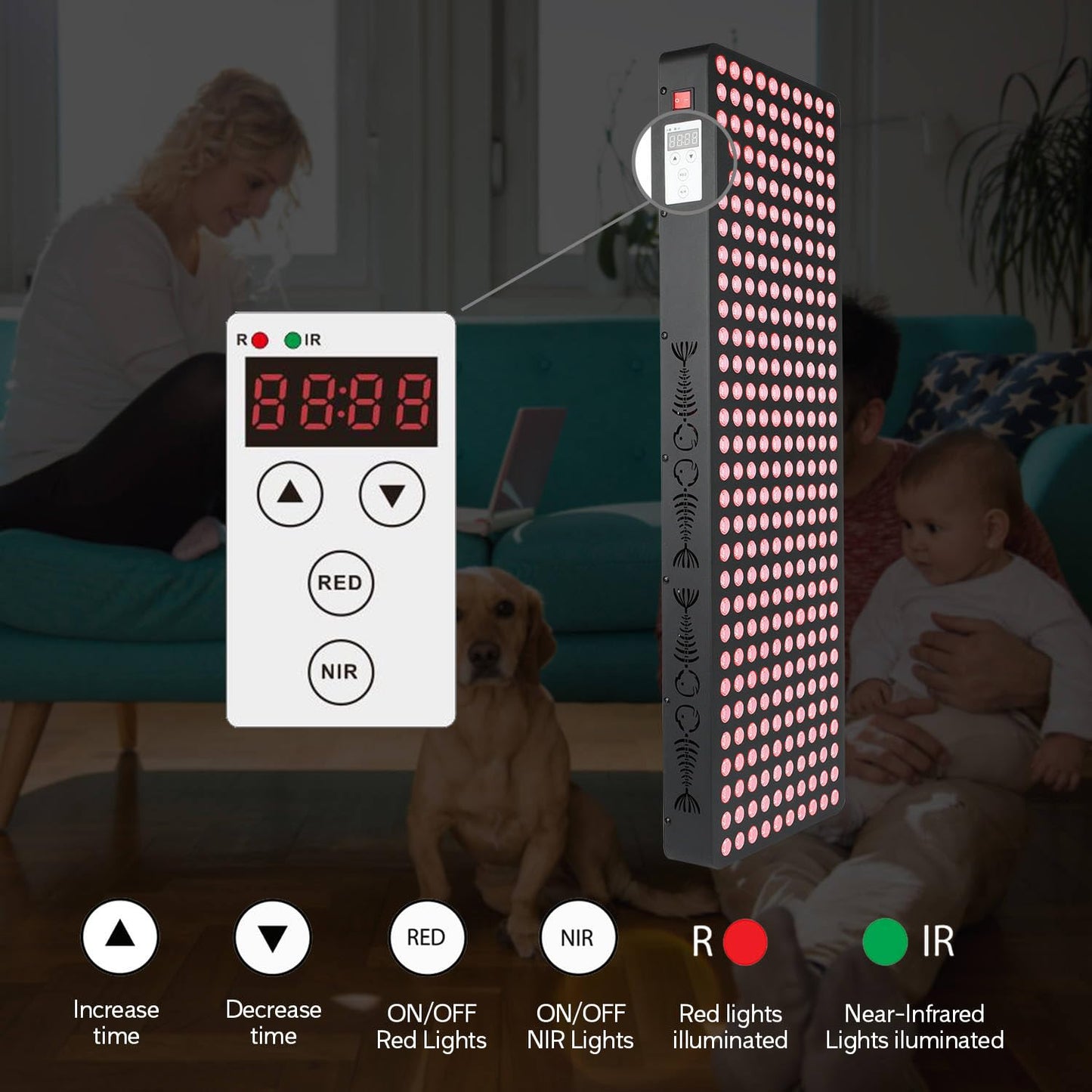 Supersred Red Light Therapy for Body Face,Extra Large Infrared Red Light Therapy Panel Full Body for Pain Relief,LED 660nm Red Light Panel & 850nm Near-Infrared Therapy Device (300 LEDs - 1500W)