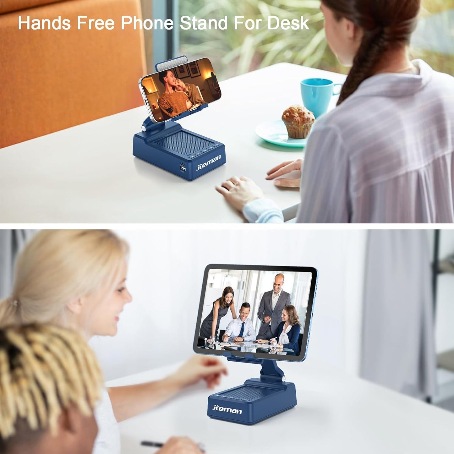 JTEMAN Gifts for Men Women,Cell Phone Stand with Bluetooth Speaker,Cool Tech Gadgets,Unique Birthday Gifts for Men