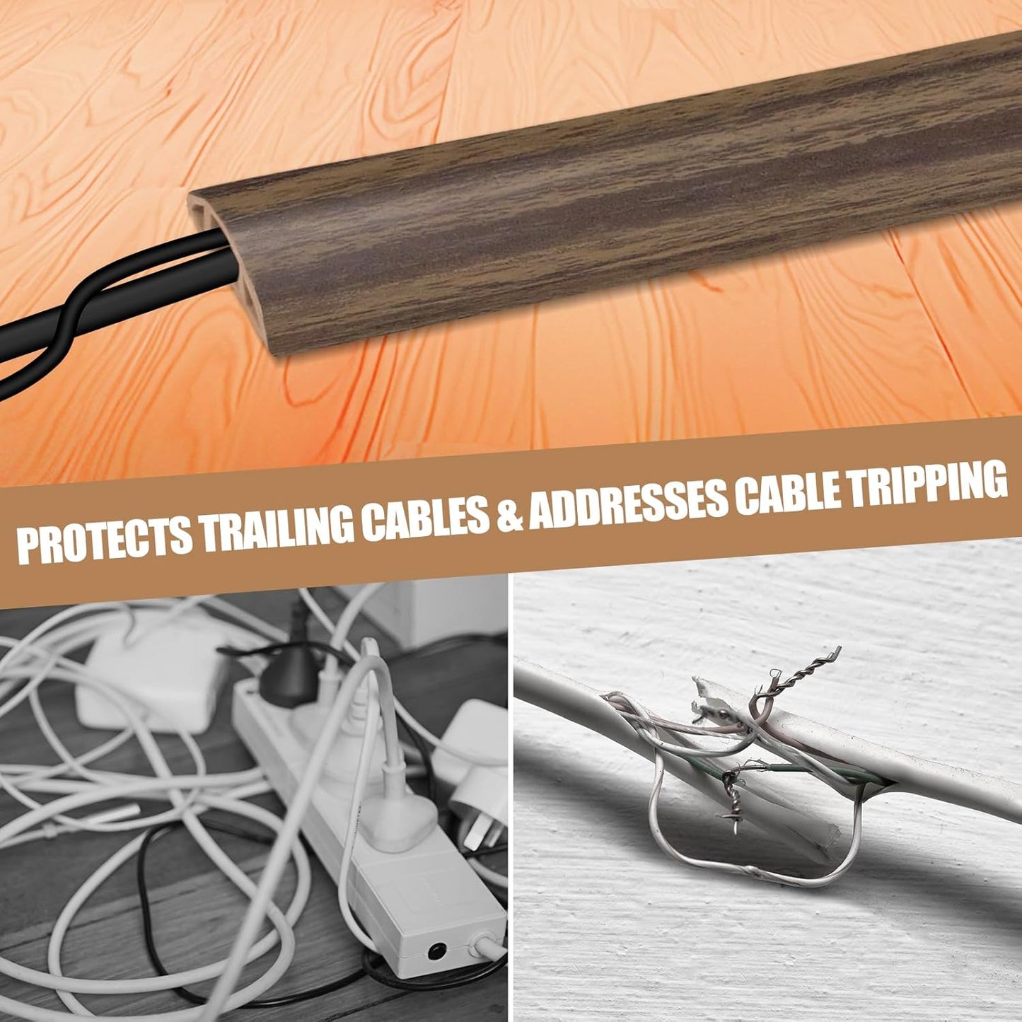 DBHXXMB-HH Hider,3.3FT Cavity:0.39"(W) 0.27"(H) Floor Cord Cover Self Adhesive Cord Cable Management, Extension Strip