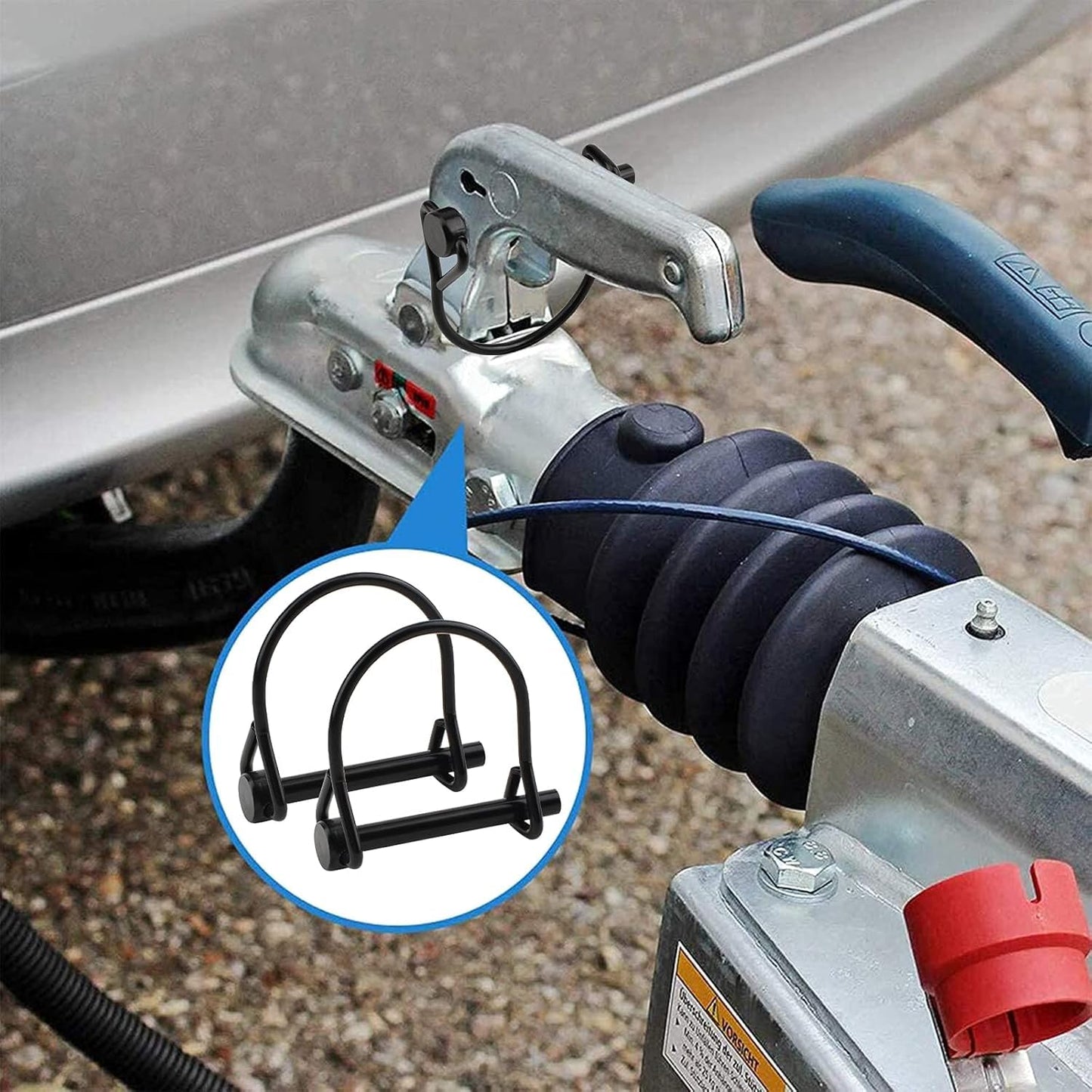 INCREWAY 28 pcs Wire Lock Pin, 1/4" Heavy Duty Safety Coupler Shaft Locking Pin Round Loop Wire Lock Trailers Pin for Farm Lawn Garden