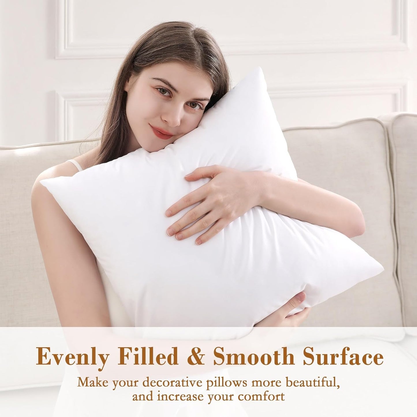 Puredown® 18x18 Pillow Inserts - Fluffy Plush Down Alternative Throw Pillows | Set of 2 for Couch & Home Decor