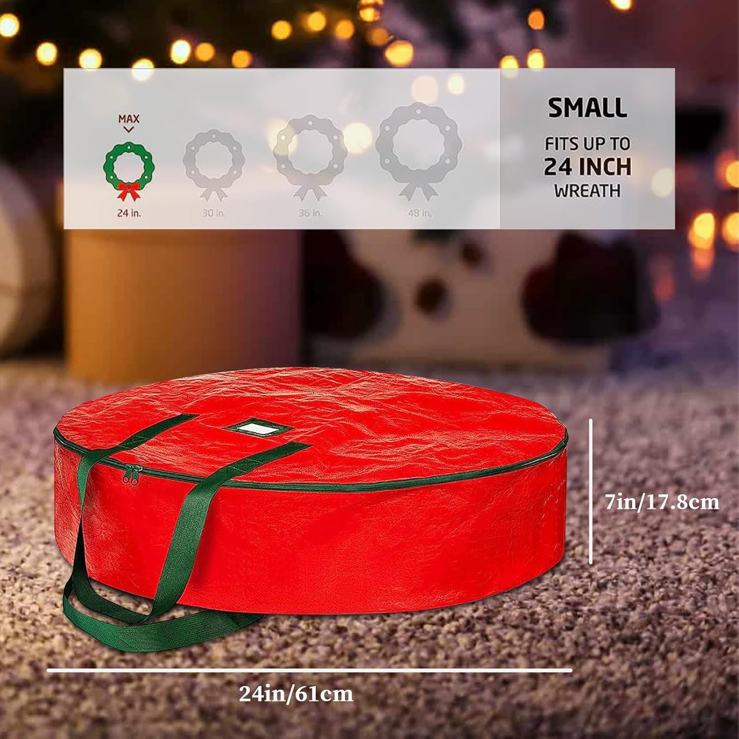 Regine Switzerland Christmas Wreath Storage Bag - 2 Pack 24” Heavy-Duty Container for Holiday Decor