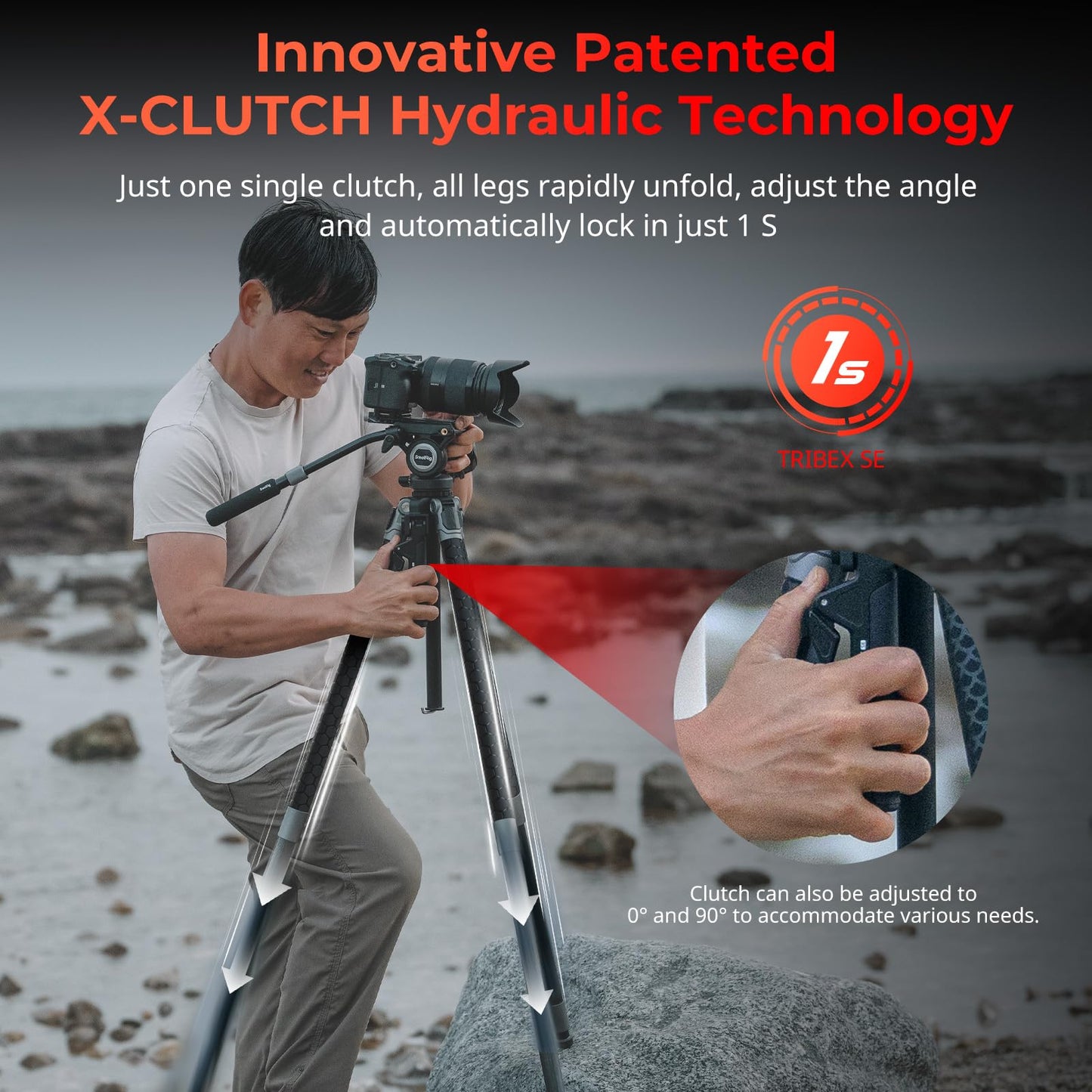 SMALLRIG x Potato Jet TRIBEX SE Hydraulic Aluminum Camera Tripod, with Video Fluid Head, 6kg/13.2lb Load, Max Height 166cm, Professional Video Tripod for Interviews/Wedding/Landscape - 5305