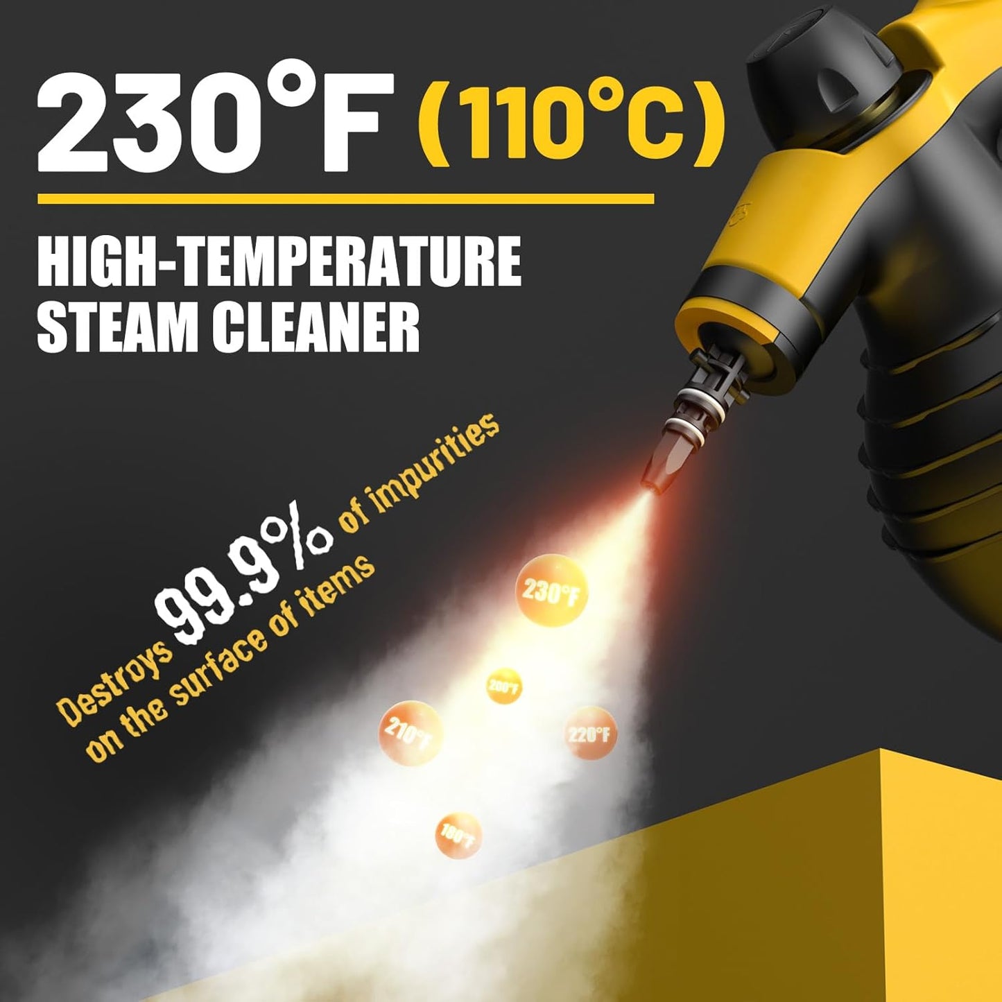 Skiennix Pressurized Handheld Steam Cleaner - Multi-Purpose Home Steamer with 10 Accessories & Safety Lock | Black